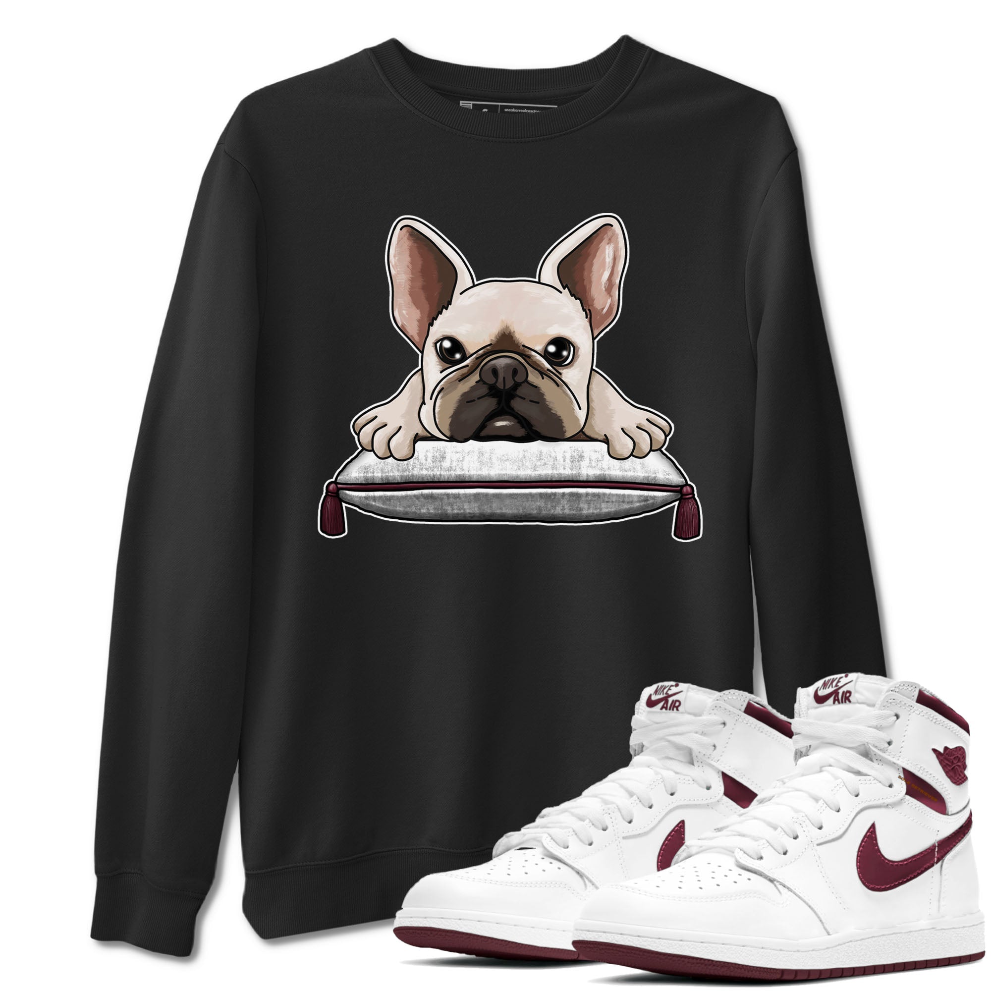 French Bulldog snkmatch Tees - Air Jordan 1 Metallic Burgundy