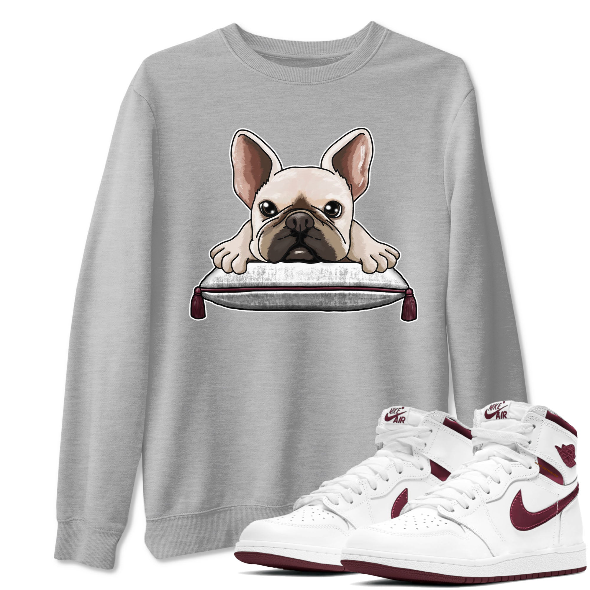 French Bulldog snkmatch Tees - Air Jordan 1 Metallic Burgundy