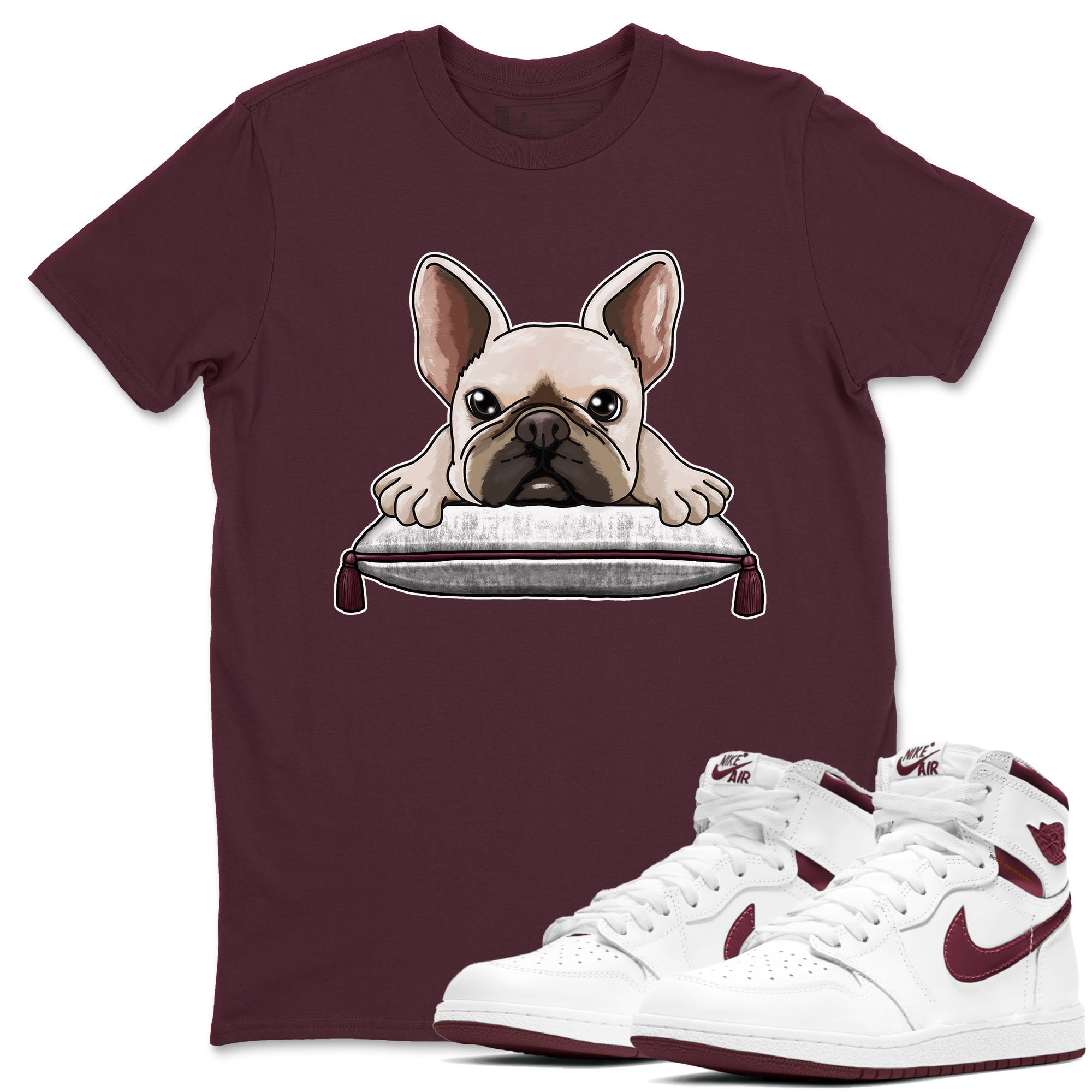 French Bulldog snkmatch Tees - Air Jordan 1 Metallic Burgundy