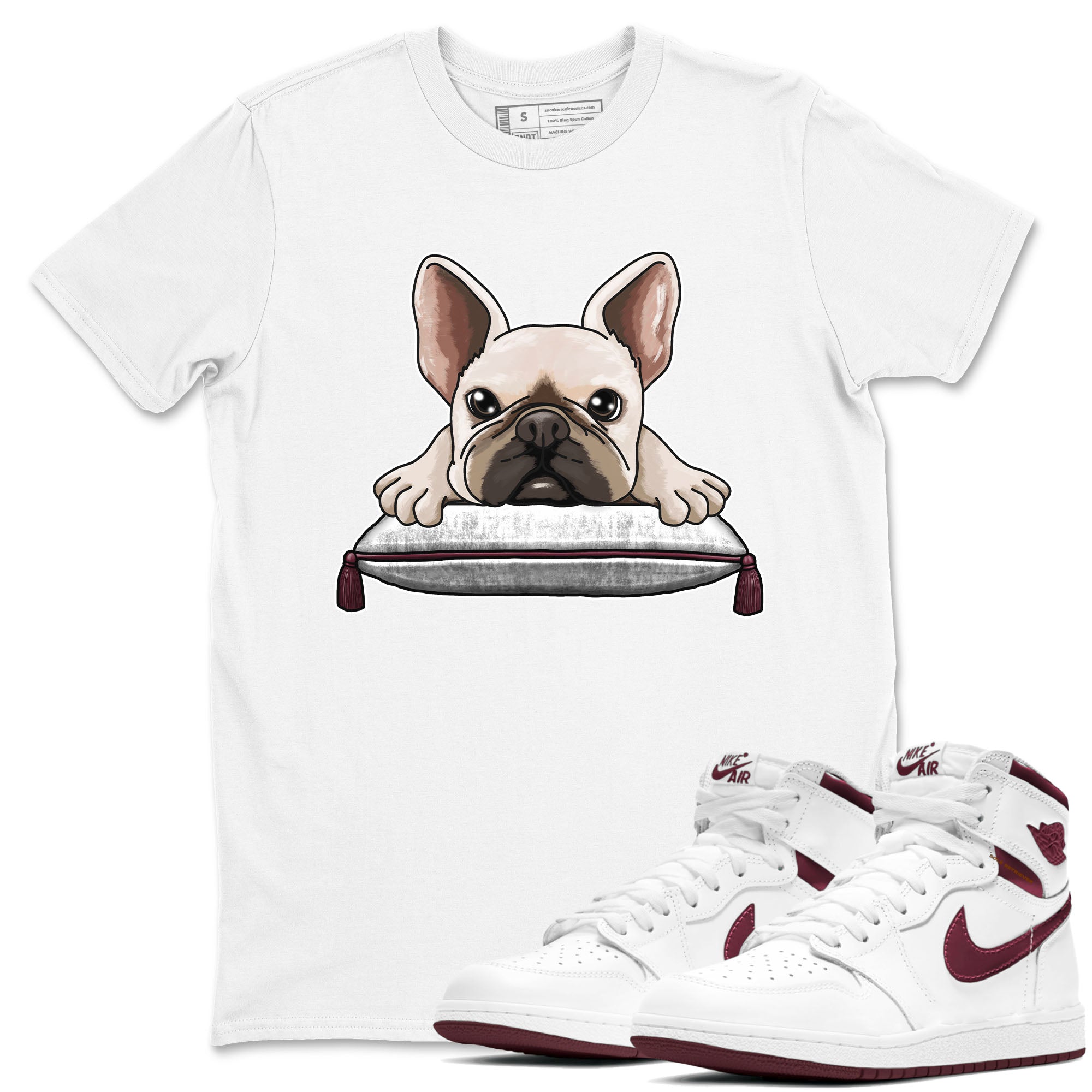 French Bulldog snkmatch Tees - Air Jordan 1 Metallic Burgundy