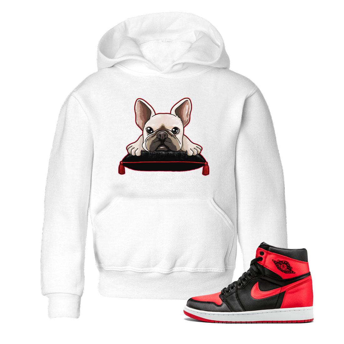 French Bulldog snkmatch Tee Kids - Air Jordan 1 Satin Bred