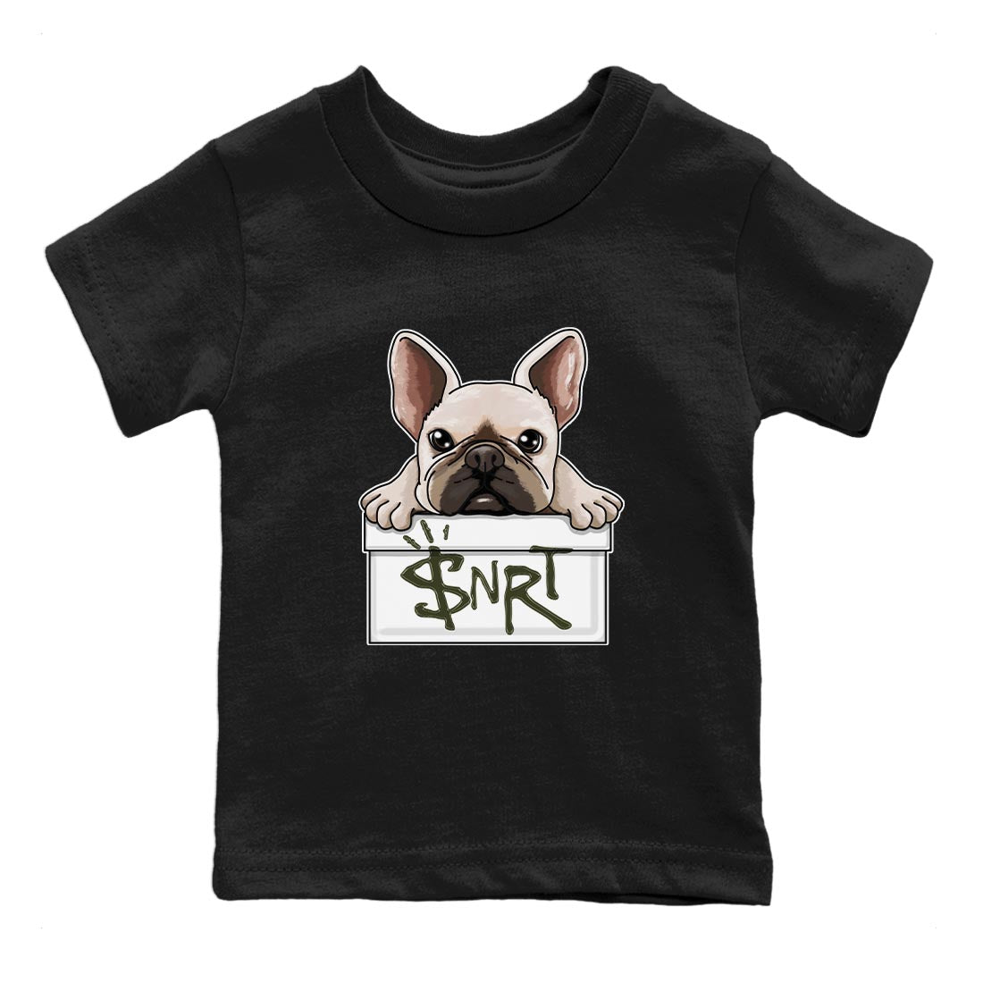 French Bulldog Kids Tops - Air Jordan 1 Travis Scott Olive