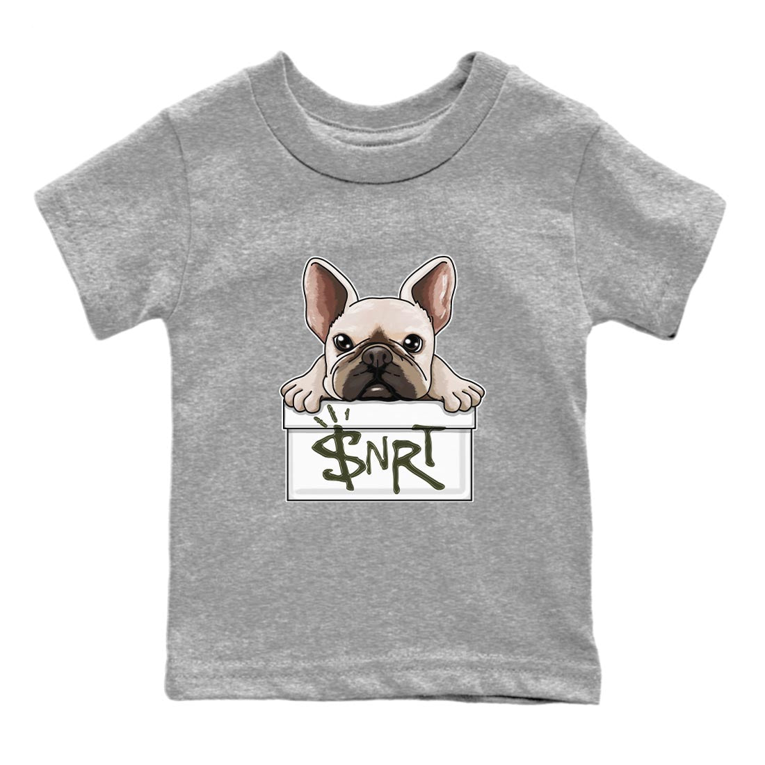 French Bulldog Kids Tops - Air Jordan 1 Travis Scott Olive