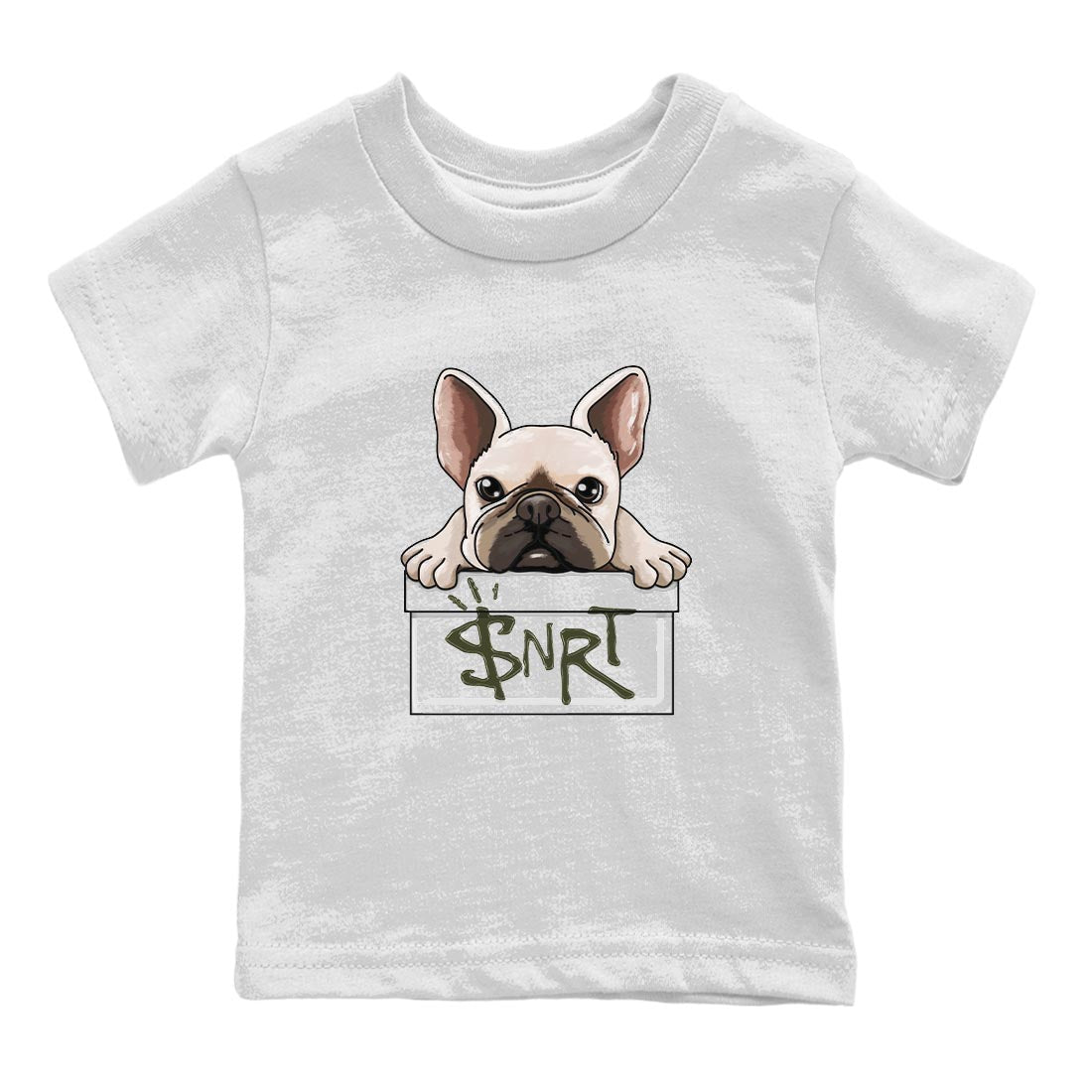 French Bulldog Kids Tops - Air Jordan 1 Travis Scott Olive