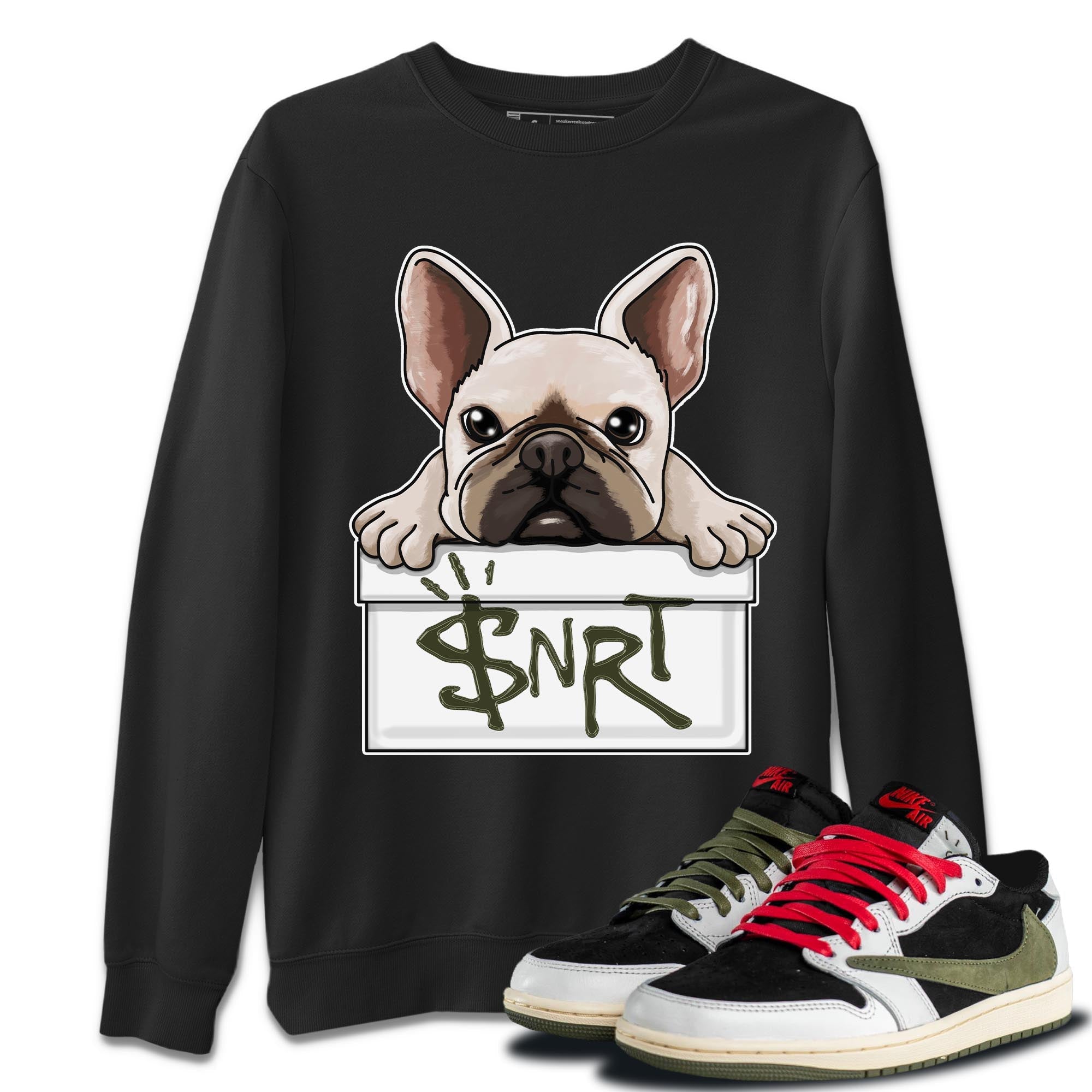 French Bulldog Unisex Tops - Air Jordan 1 Travis Scott Olive