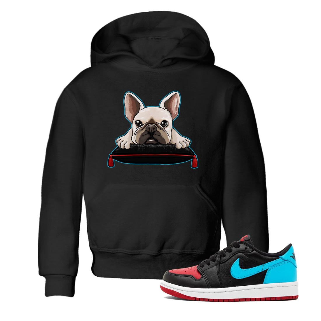 French Bulldog snkmatch Tee Kids - Air Jordan 1 UNC to Chicago