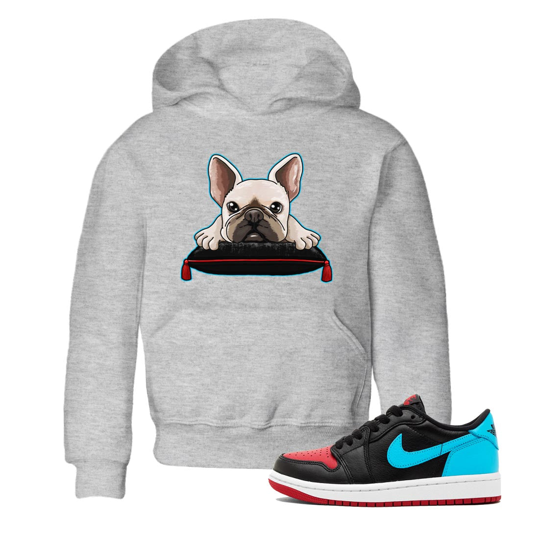 French Bulldog snkmatch Tee Kids - Air Jordan 1 UNC to Chicago