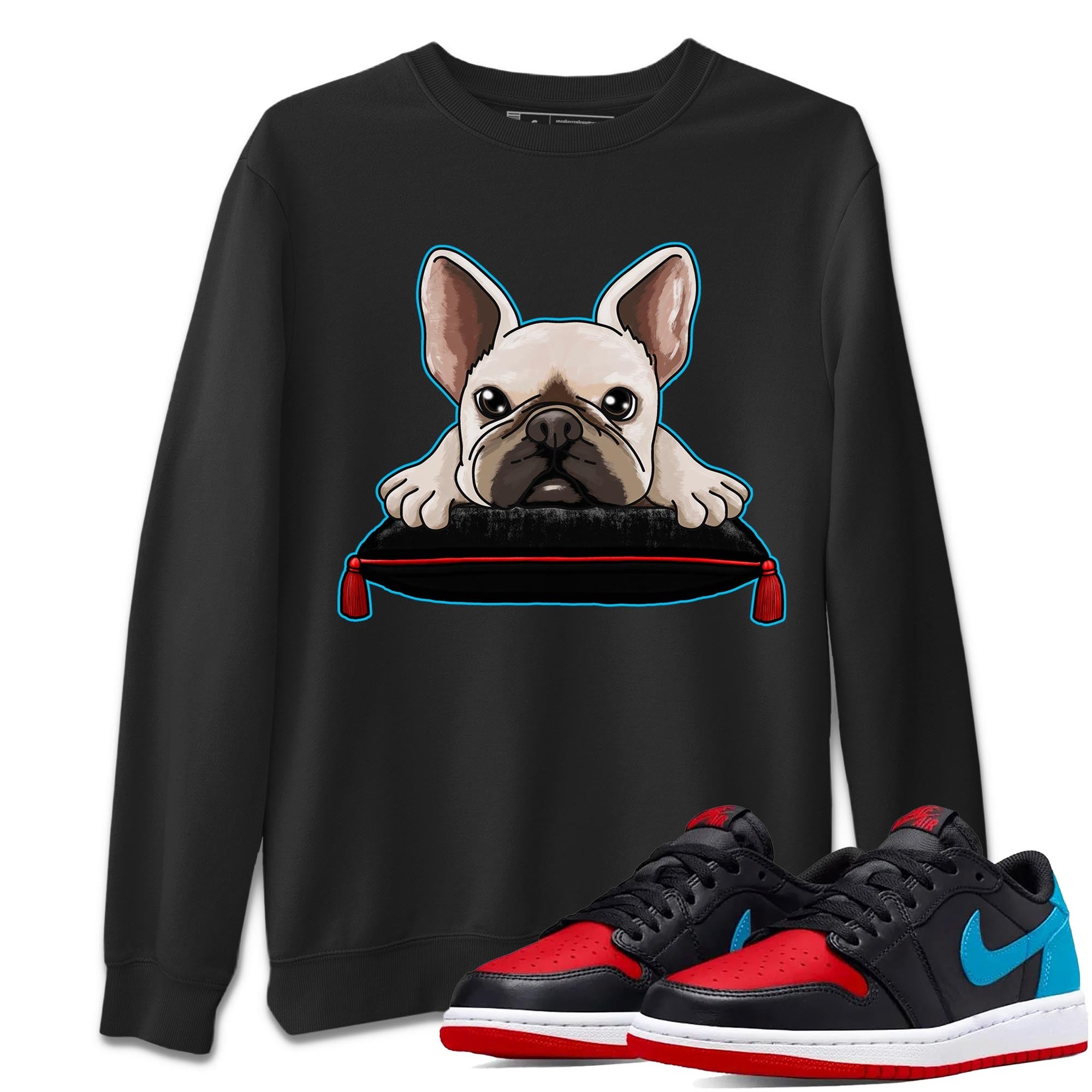 French Bulldog snkmatch Tee - Air Jordan 1 UNC to Chicago