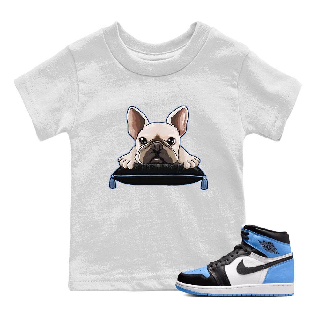 French Bulldog snkmatch Tee Kids - Air Jordan 1 UNC Toe
