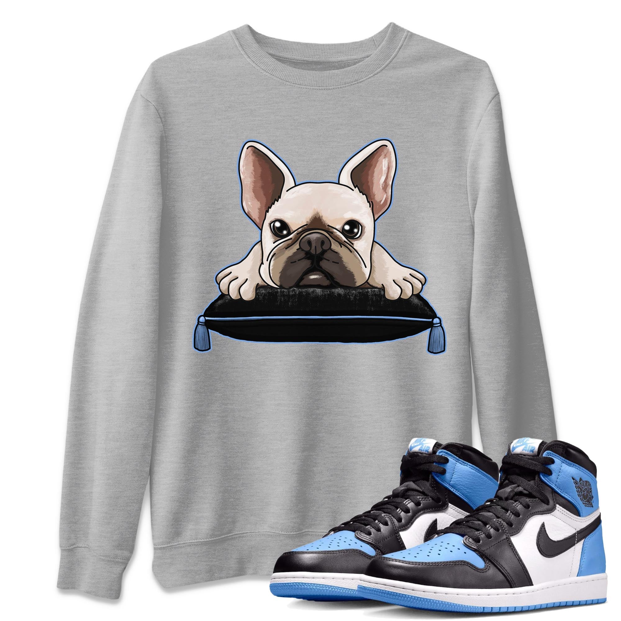 French Bulldog snkmatch Tee - Air Jordan 1 UNC Toe
