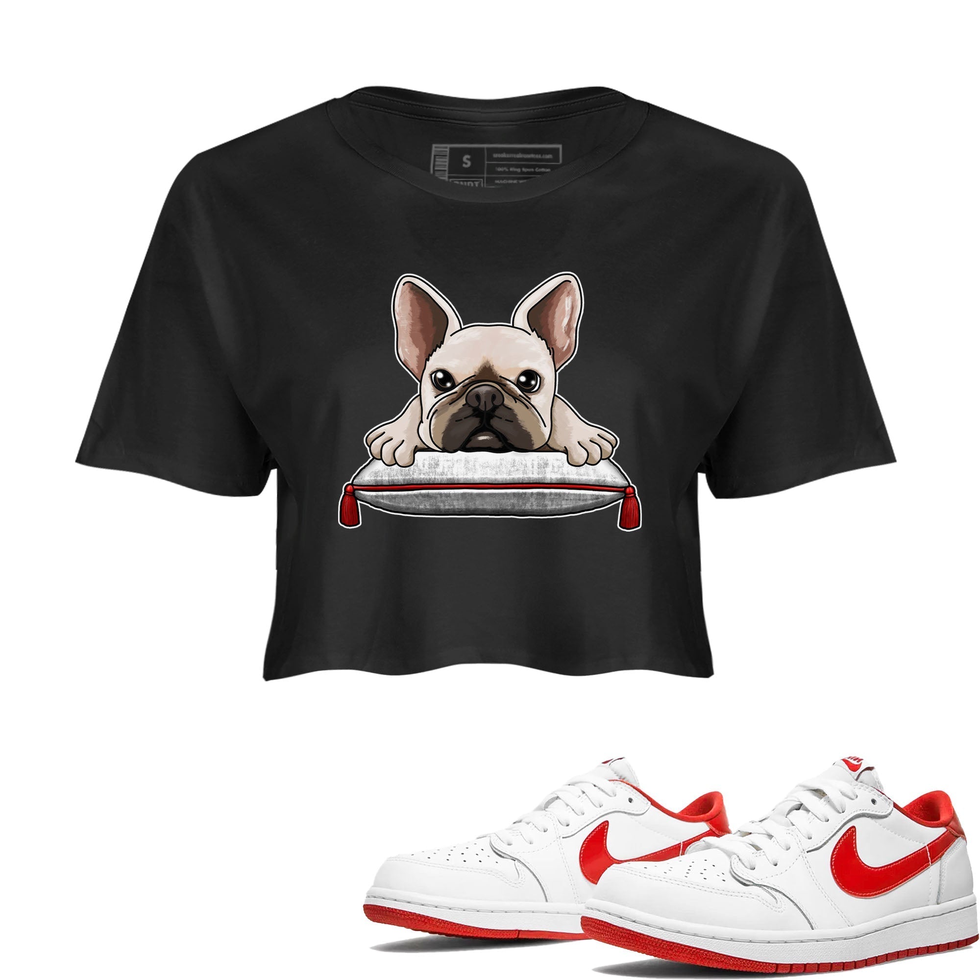 French Bulldog snkmatch Women's Top - Air Jordan 1 University Red