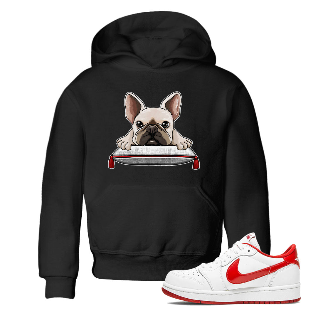French Bulldog snkmatch Tee Kids - Air Jordan 1 University Red