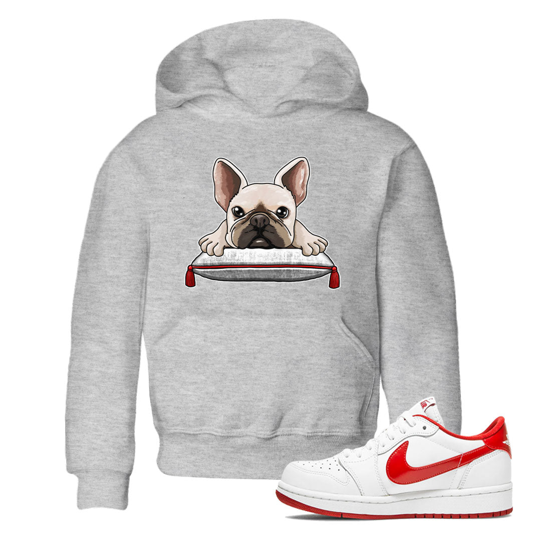 French Bulldog snkmatch Tee Kids - Air Jordan 1 University Red