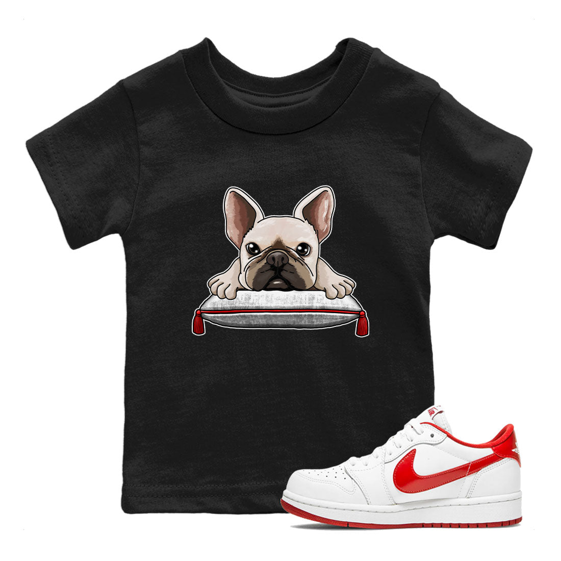 French Bulldog snkmatch Tee Kids - Air Jordan 1 University Red