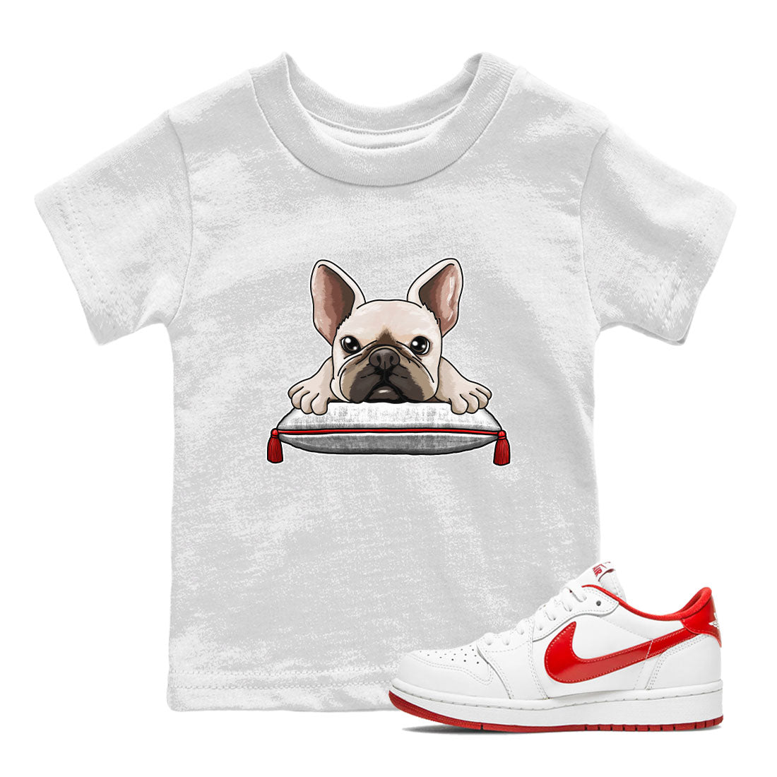 French Bulldog snkmatch Tee Kids - Air Jordan 1 University Red