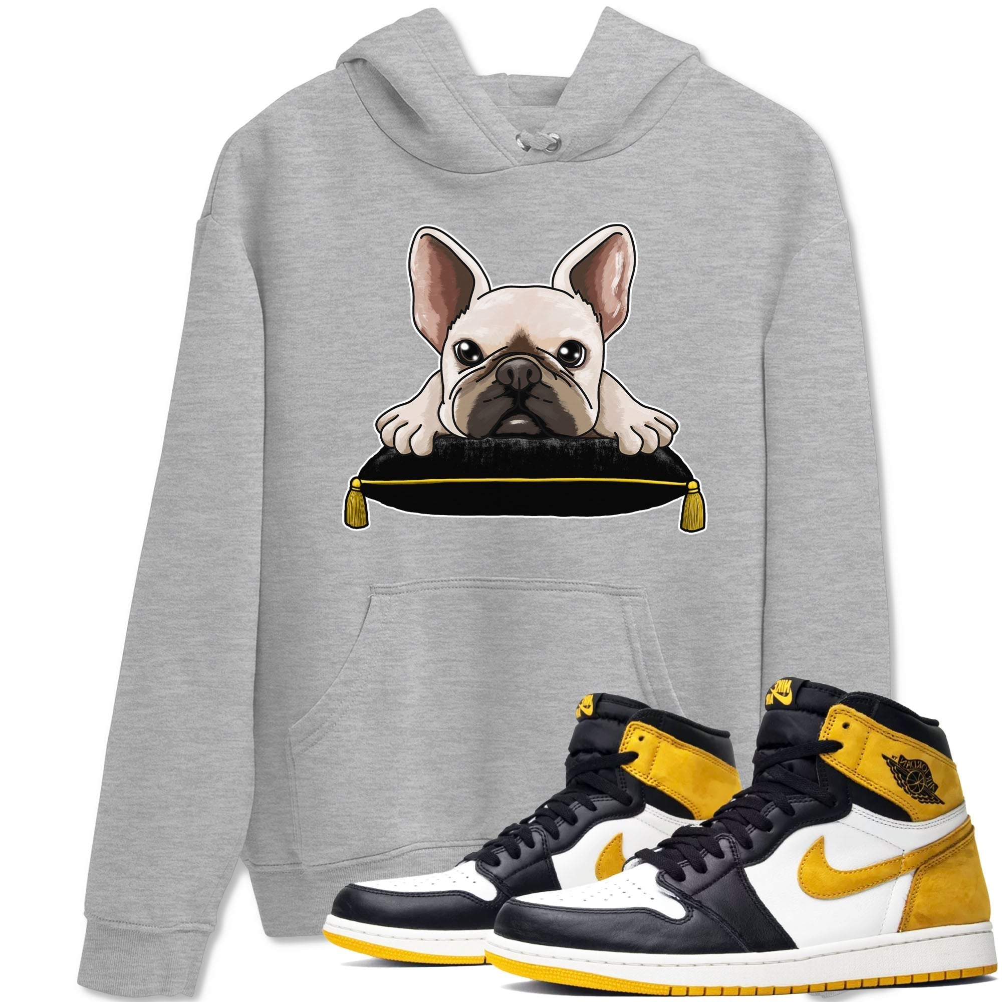 French Bulldog snkmatch Tees - Air Jordan 1 Yellow Ochre
