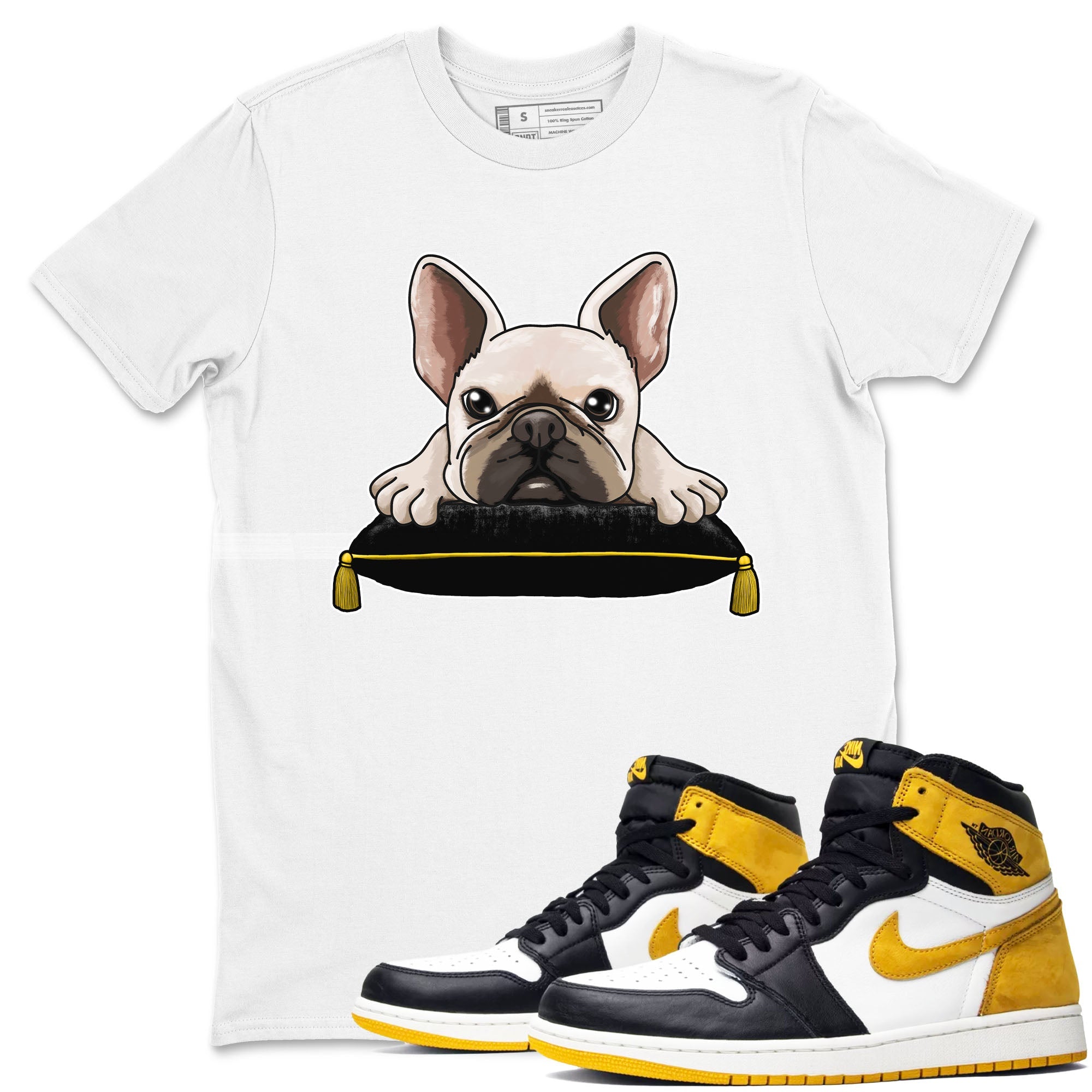 French Bulldog snkmatch Tees - Air Jordan 1 Yellow Ochre