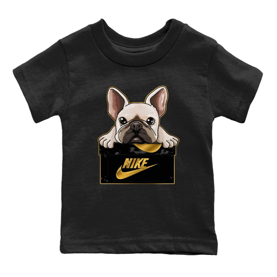 French Bulldog Kids Tops - Air Jordan 12 Black Taxi