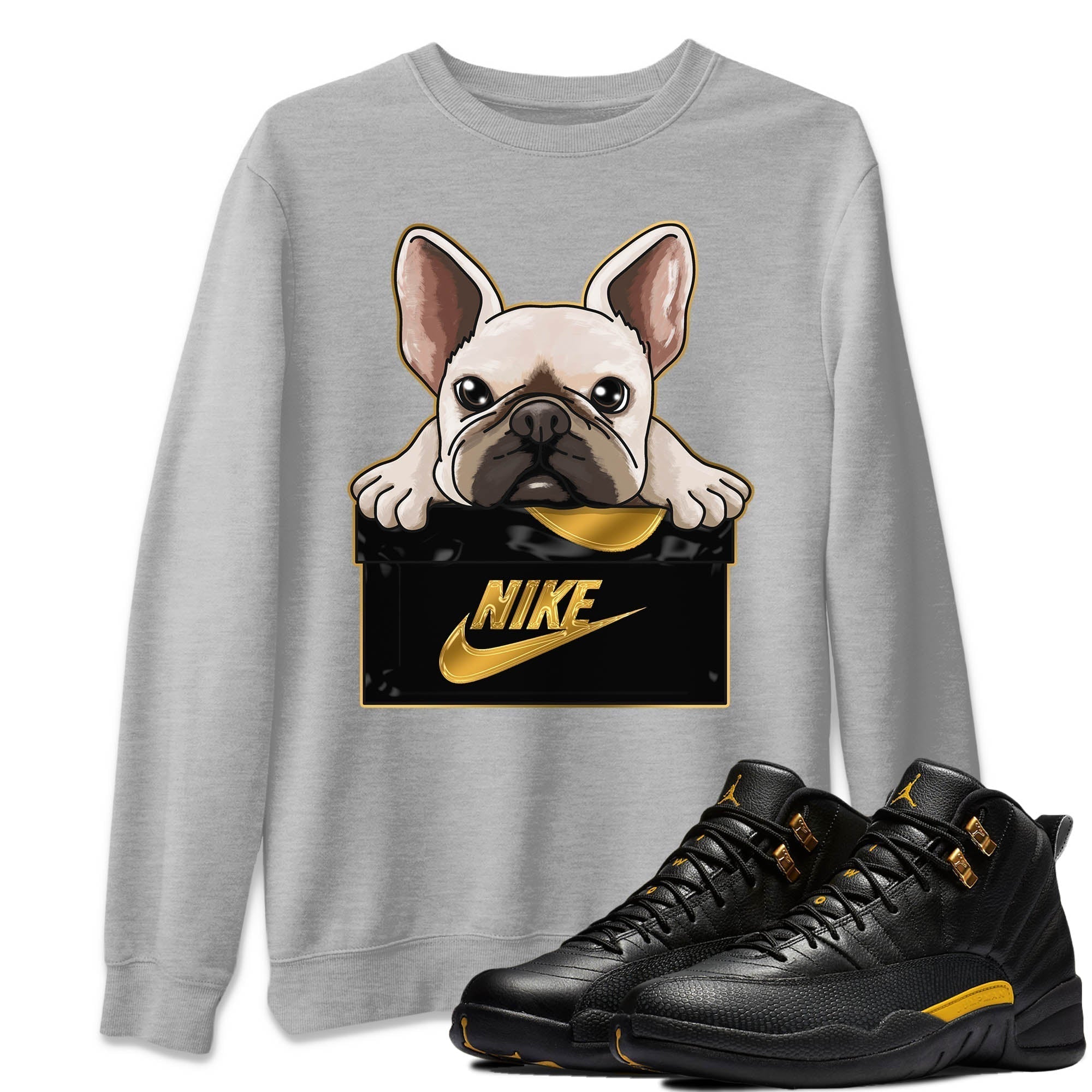 French Bulldog Unisex Tops - Air Jordan 12 Black Taxi