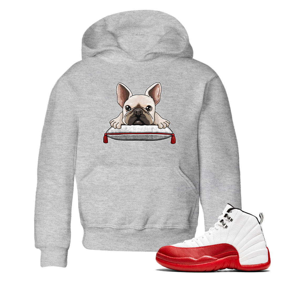 French Bulldog snkmatch Tee Kids - Air Jordan 12 Cherry