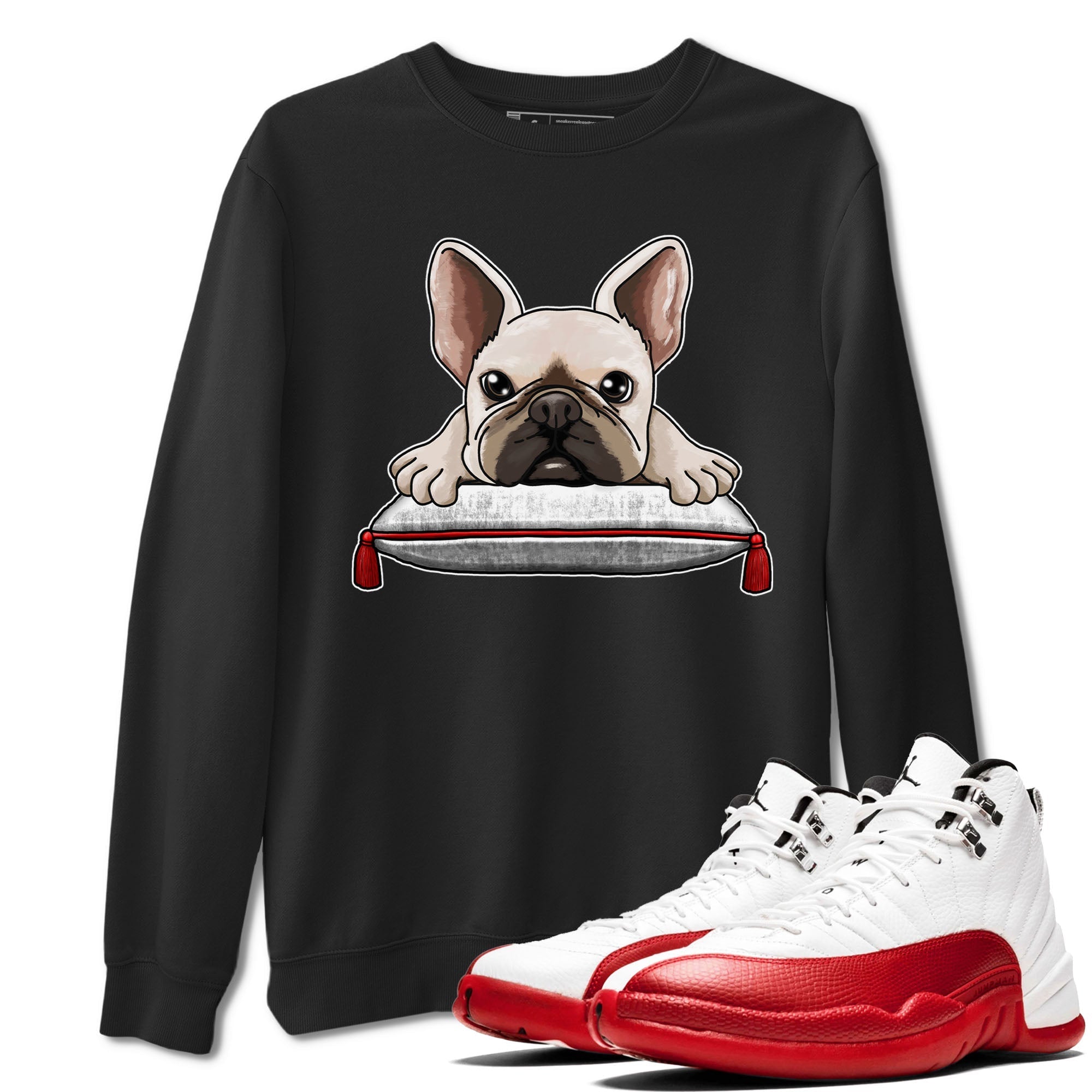 French Bulldog snkmatch Tee - Air Jordan 12 Cherry