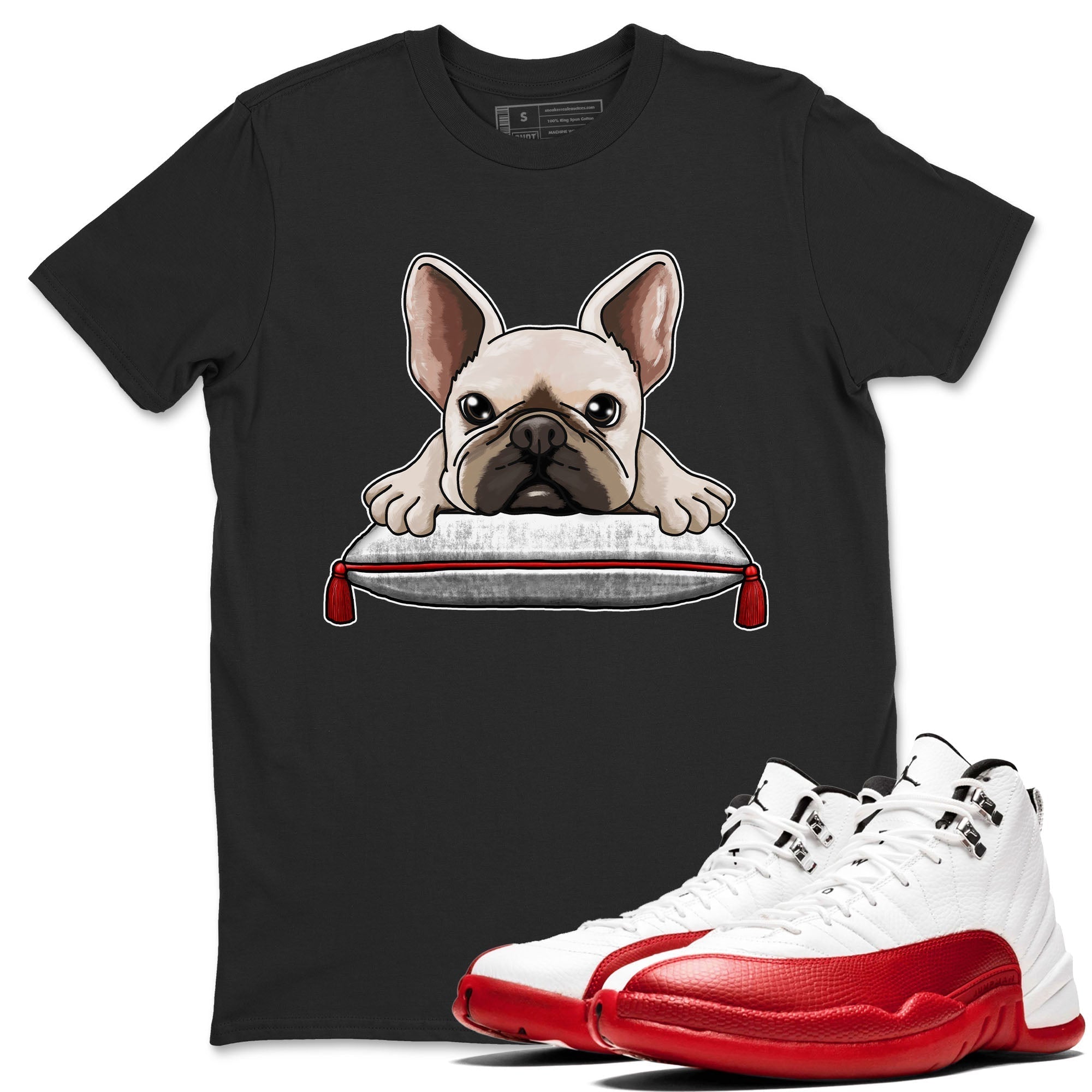 French Bulldog snkmatch Tee - Air Jordan 12 Cherry