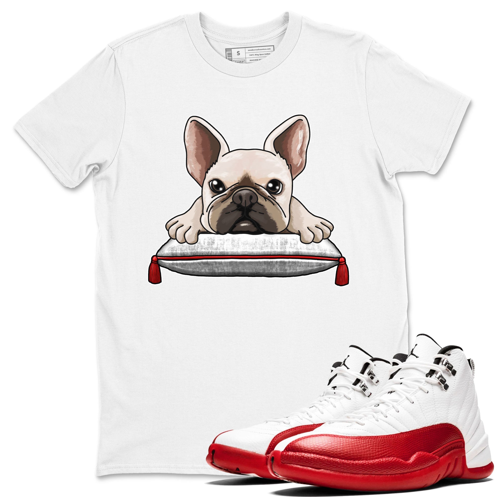 French Bulldog snkmatch Tee - Air Jordan 12 Cherry