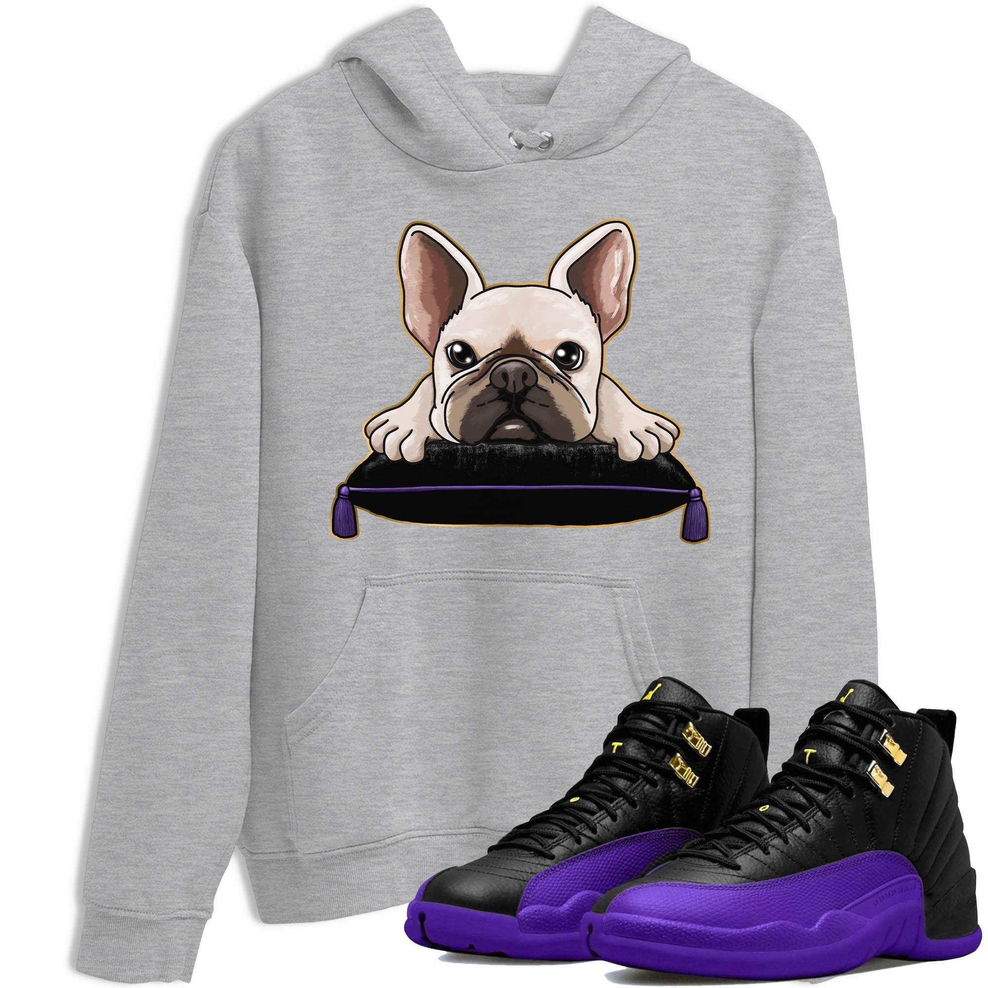 French bulldog snkmatch Tee - Air Jordan 12 Field Purple