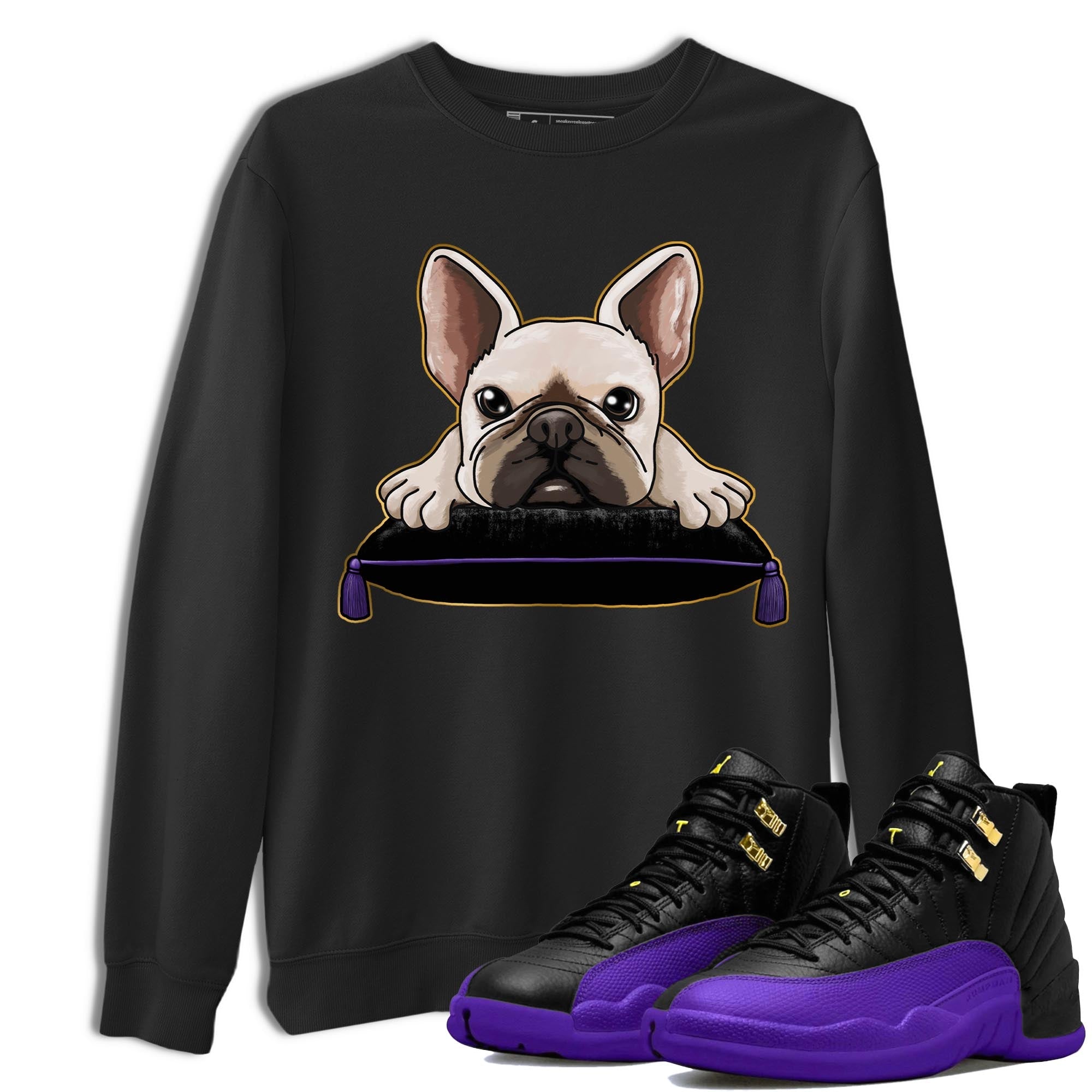 French bulldog snkmatch Tee - Air Jordan 12 Field Purple