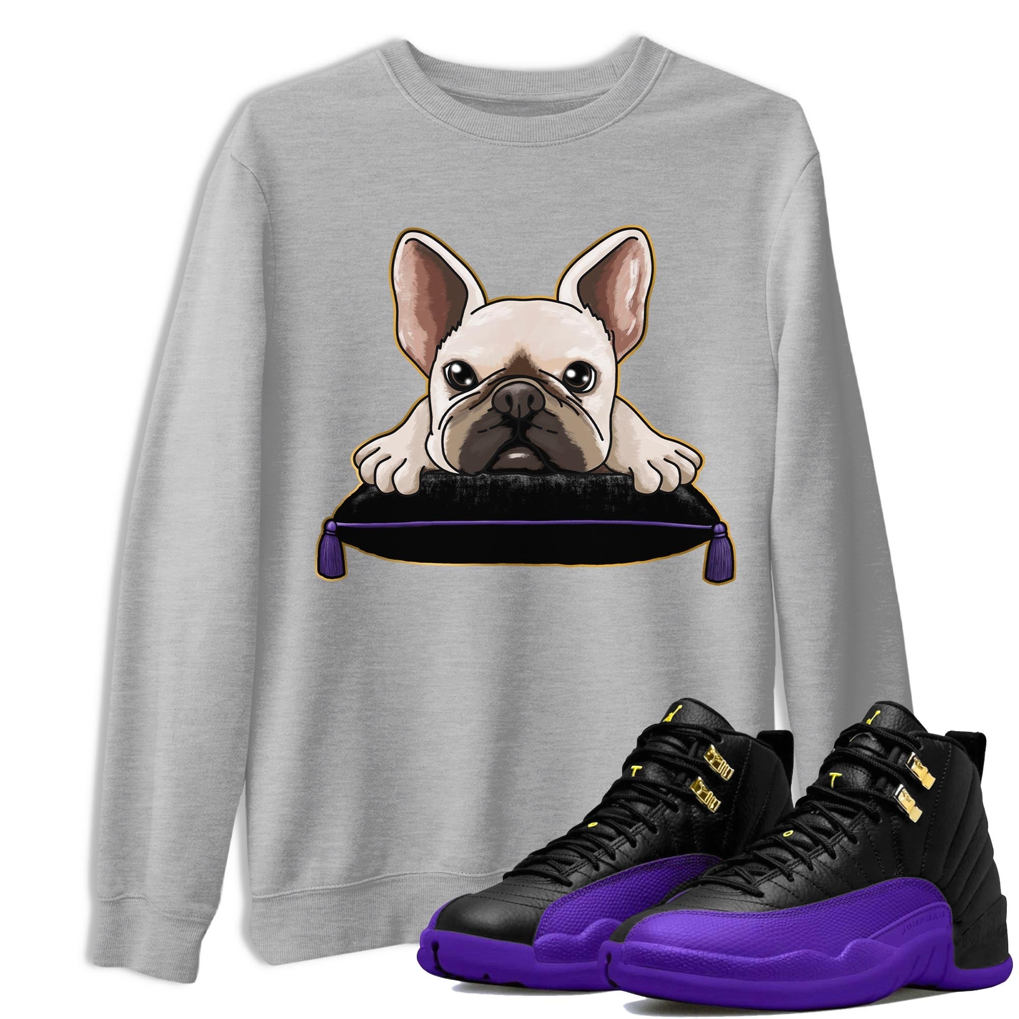 French bulldog snkmatch Tee - Air Jordan 12 Field Purple