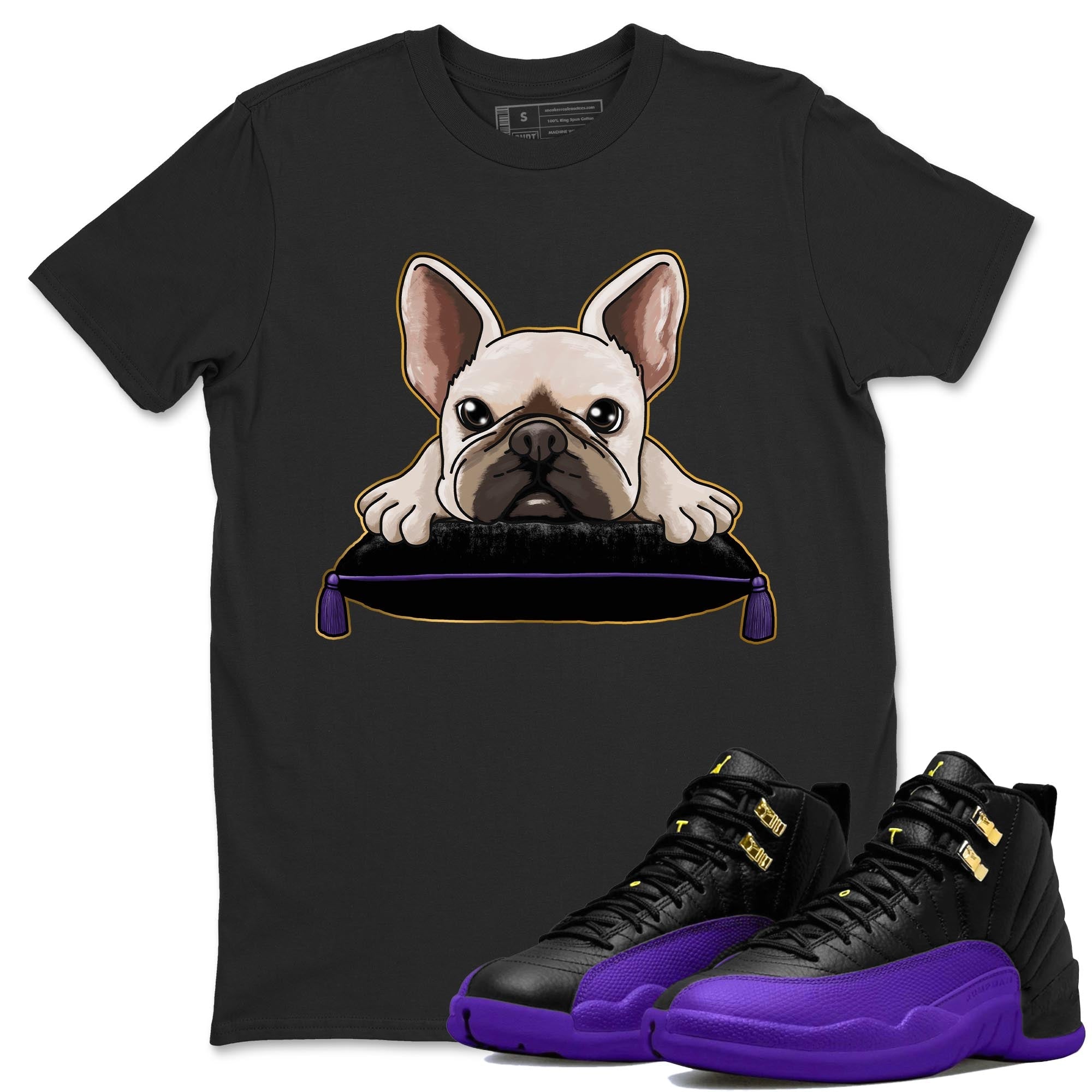 French bulldog snkmatch Tee - Air Jordan 12 Field Purple