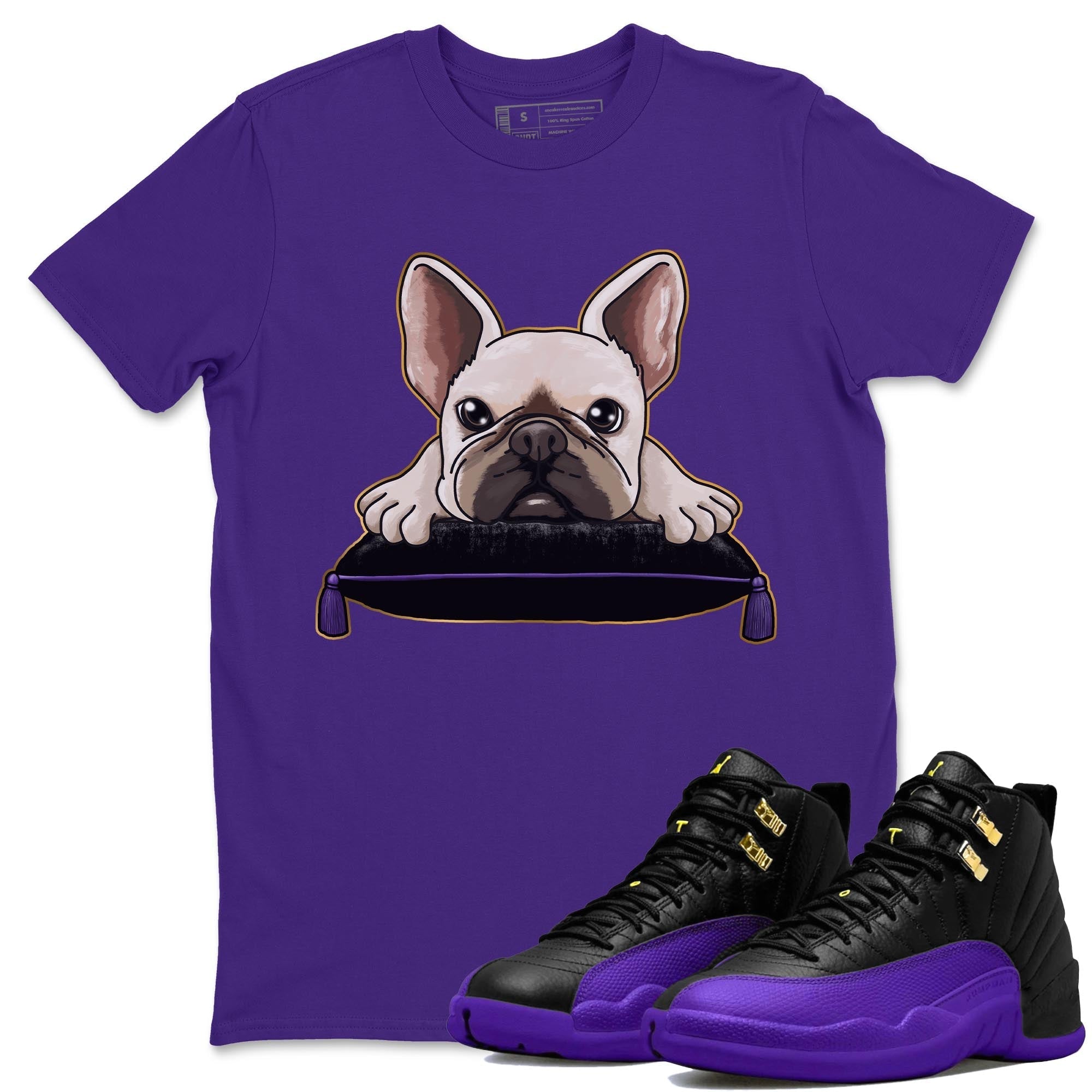 French bulldog snkmatch Tee - Air Jordan 12 Field Purple