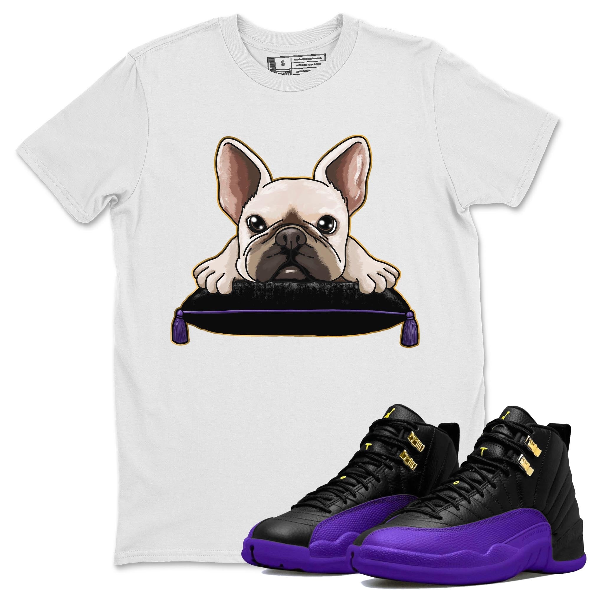 French bulldog snkmatch Tee - Air Jordan 12 Field Purple