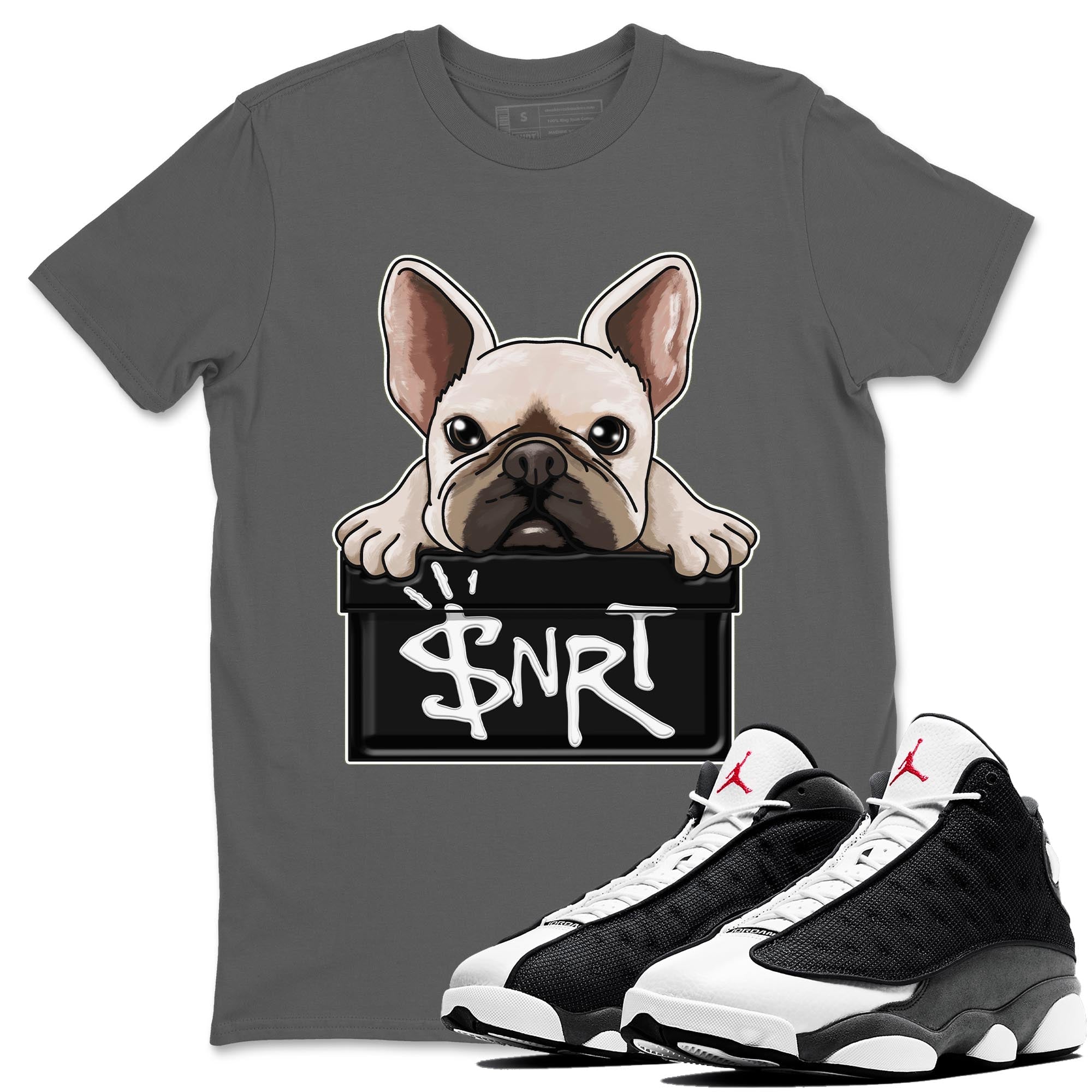French Bulldog Unisex Tops - Air Jordan 13 Black Flint