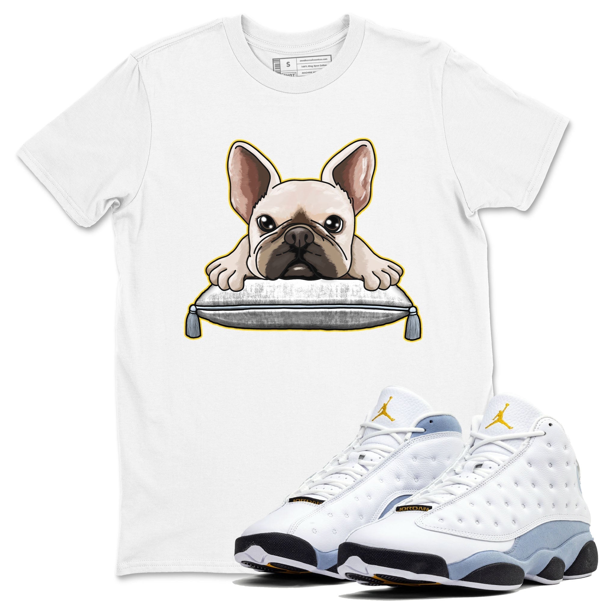 French Bulldog snkmatch Tees - Air Jordan 13 Blue Grey