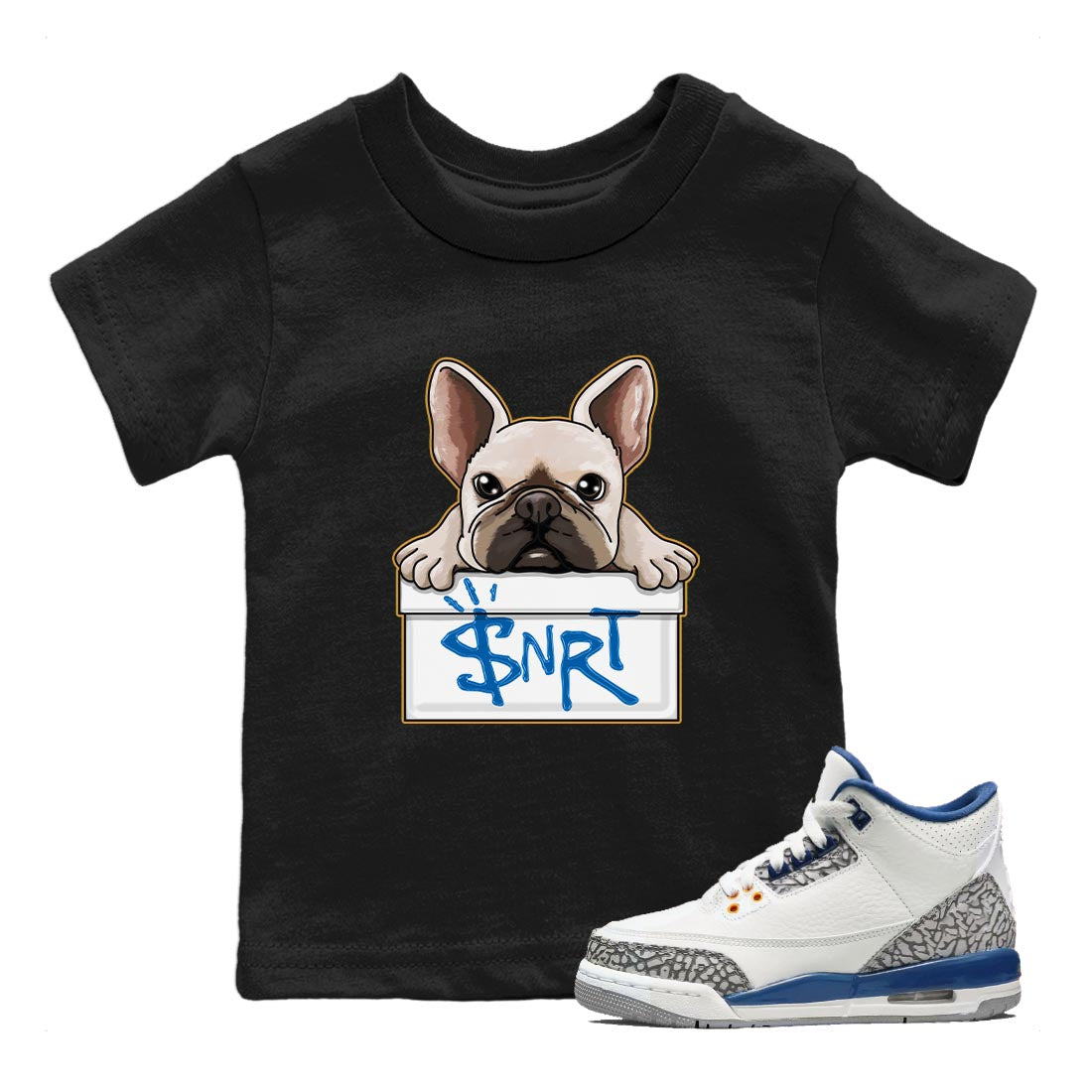 French Bulldog Kids Tops - Air Jordan 3 Wizards