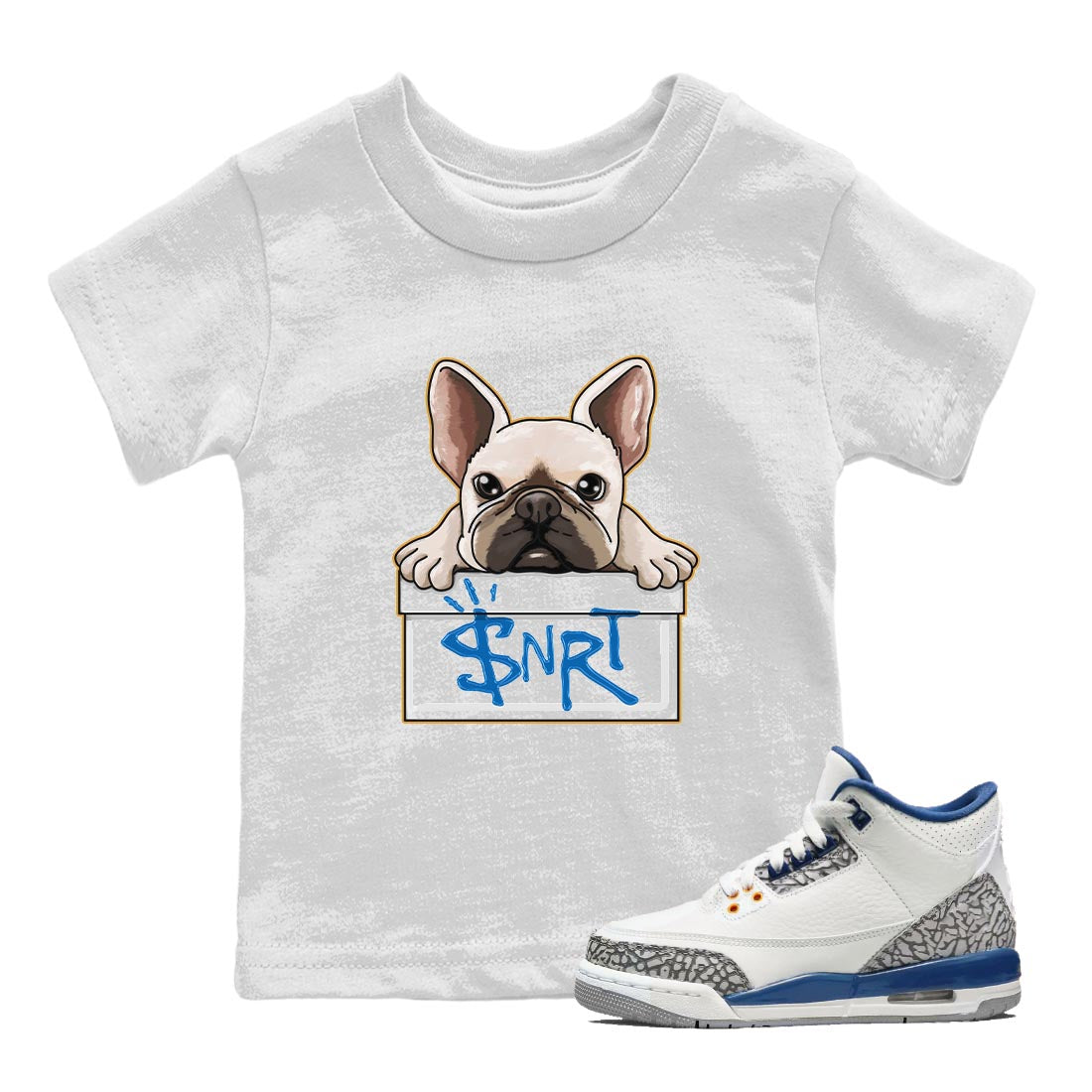 French Bulldog Kids Tops - Air Jordan 3 Wizards