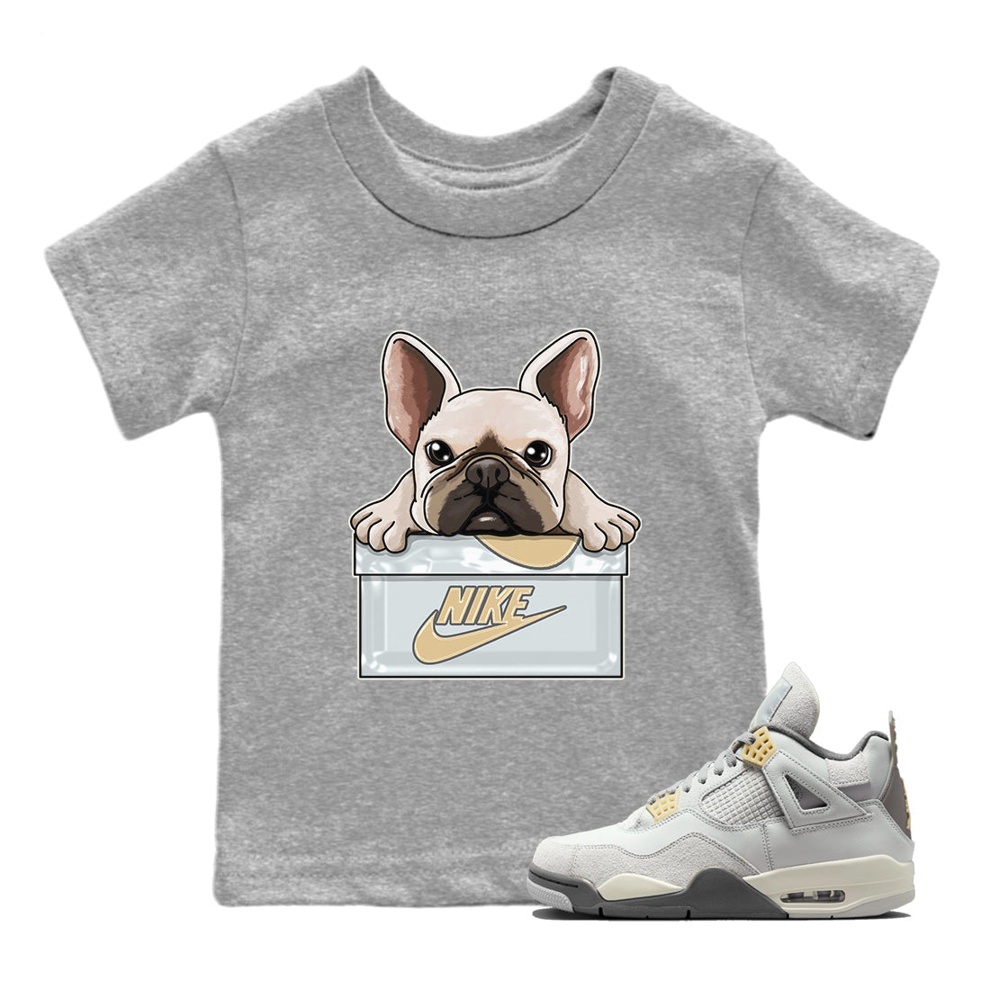 French Bulldog Kids Tops - Air Jordan 4 Craft