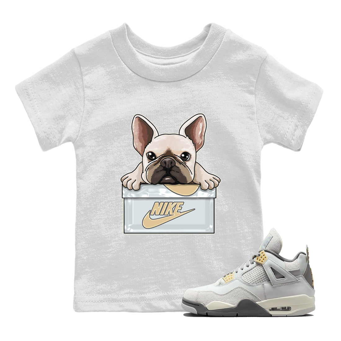 French Bulldog Kids Tops - Air Jordan 4 Craft