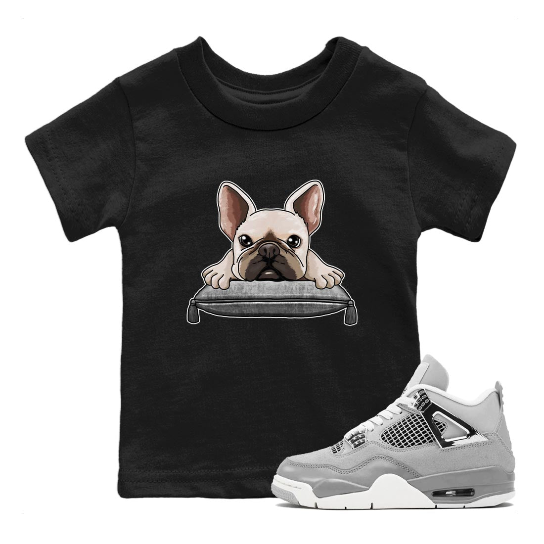 French Bulldog snkmatch Tee Kids - Air Jordan 4 Frozen Moments
