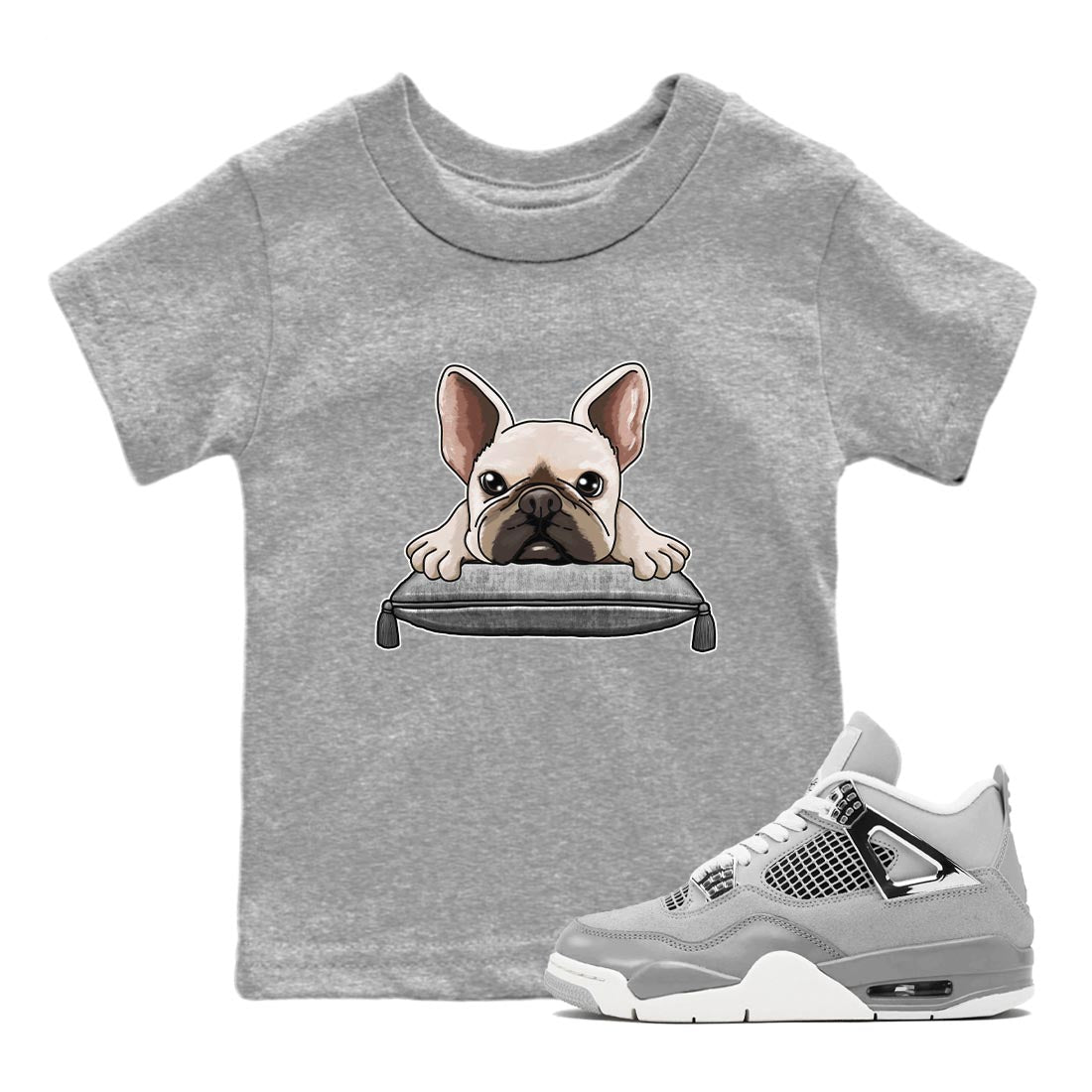 French Bulldog snkmatch Tee Kids - Air Jordan 4 Frozen Moments