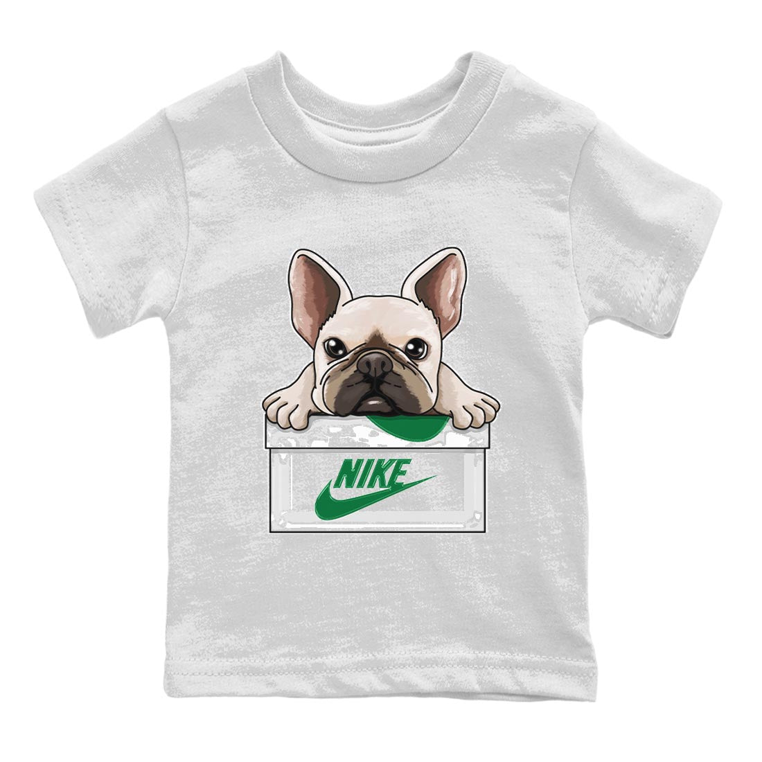 French Bulldog Kids Tops - Air Jordan 4 Pine Green