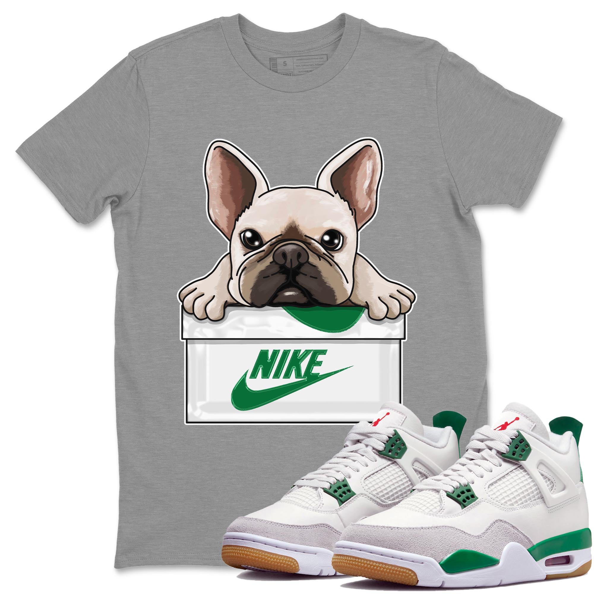 French Bulldog Unisex Tops - Air Jordan 4 Pine Green