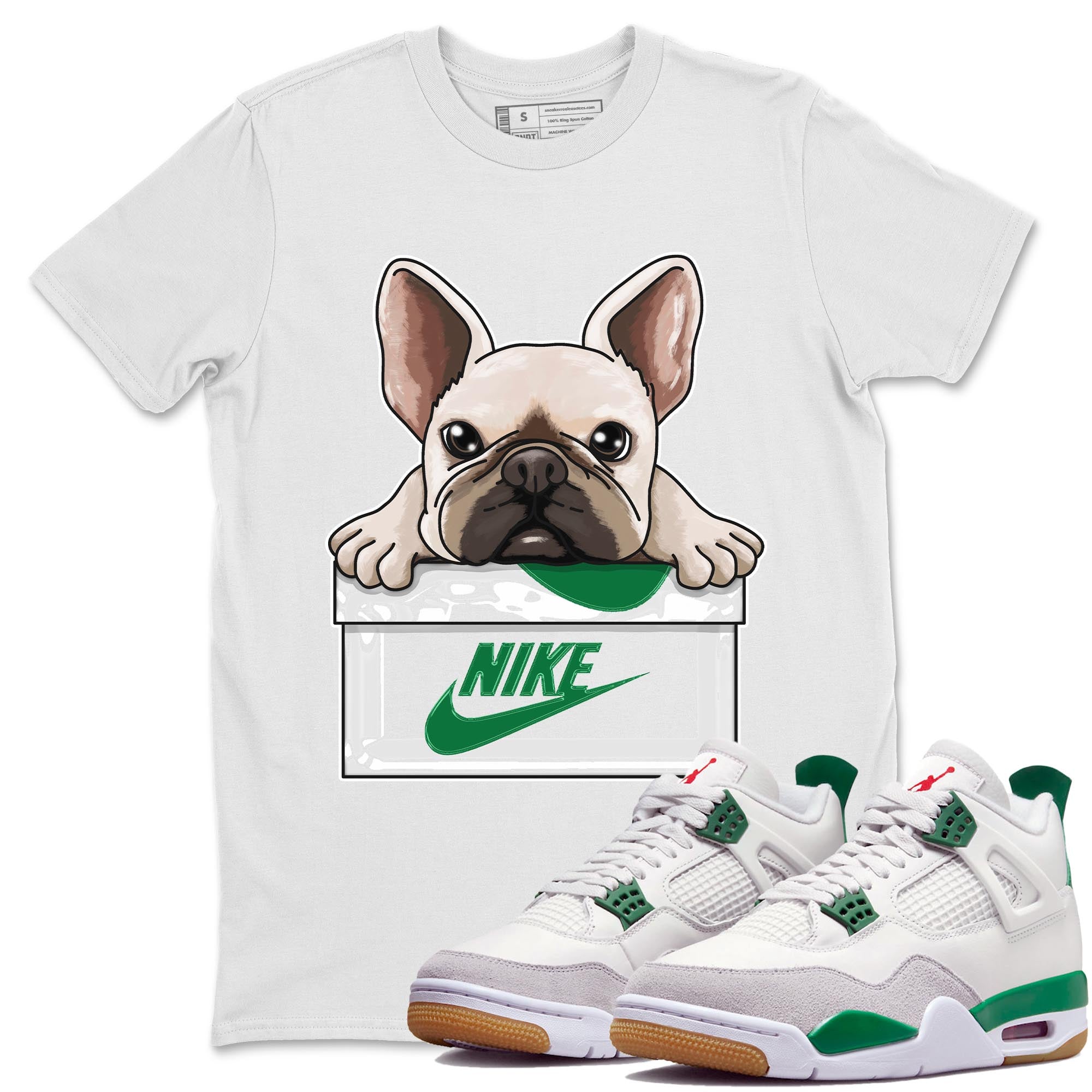 French Bulldog Unisex Tops - Air Jordan 4 Pine Green SB