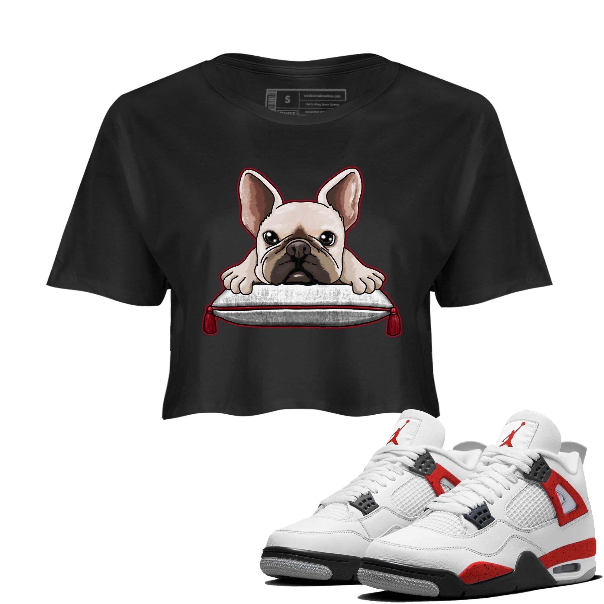 French bulldog snkmatch Women's Top - Air Jordan 4 Red Cement