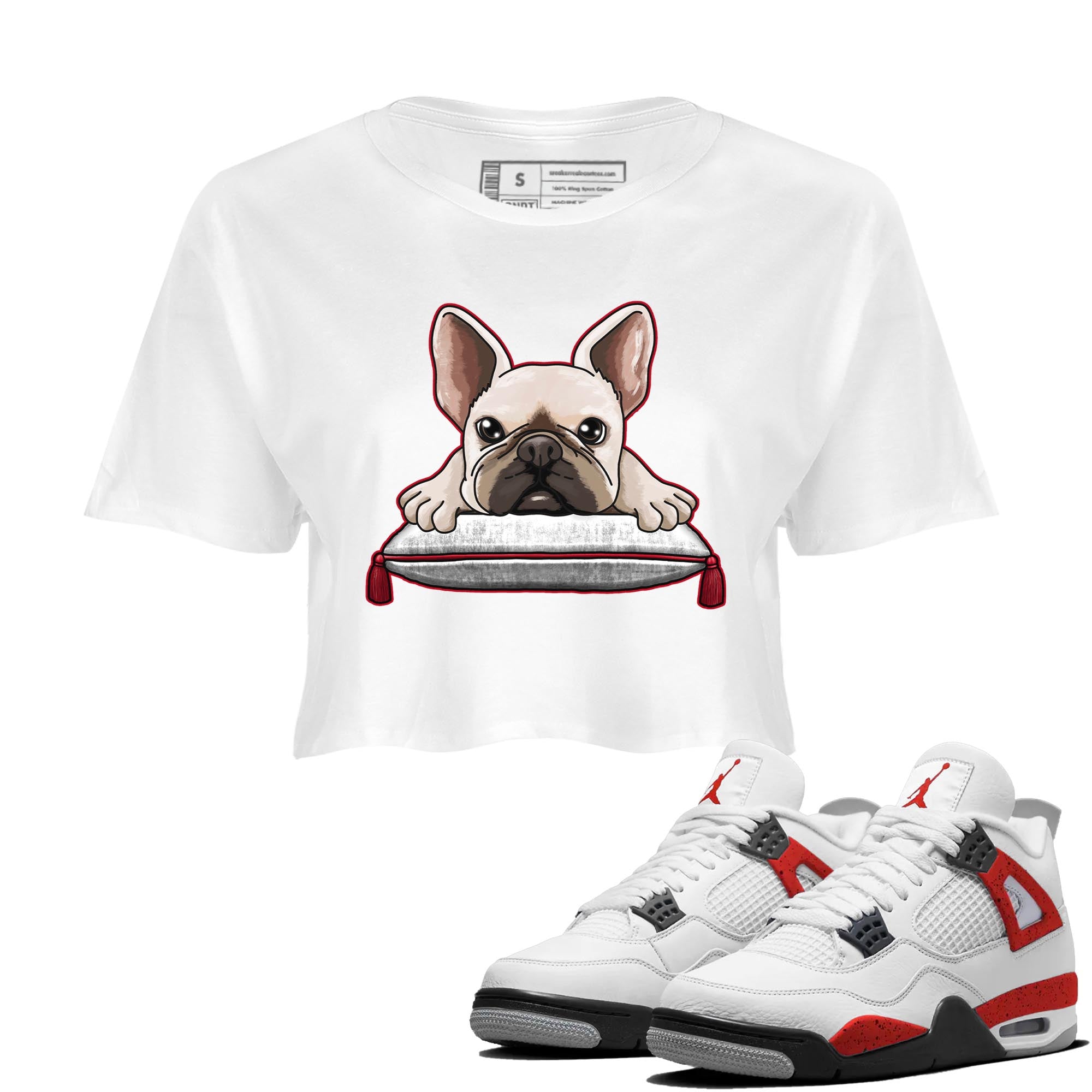 French bulldog snkmatch Women's Top - Air Jordan 4 Red Cement