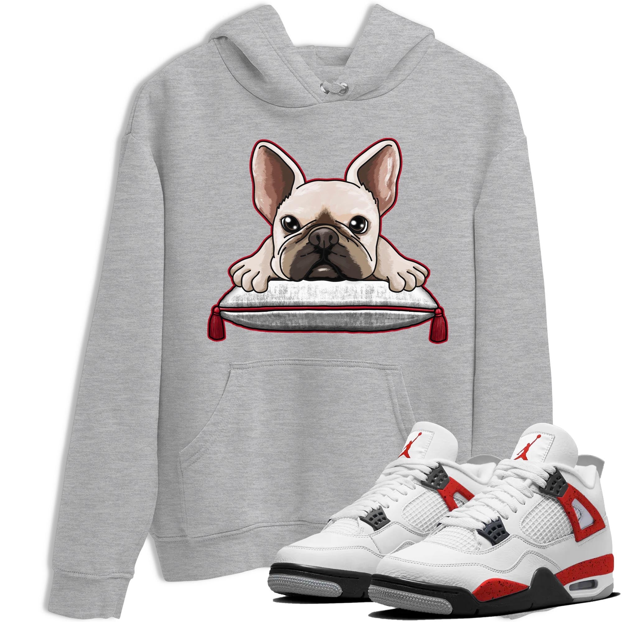 French bulldog snkmatch Tee - Air Jordan 4 Red Cement
