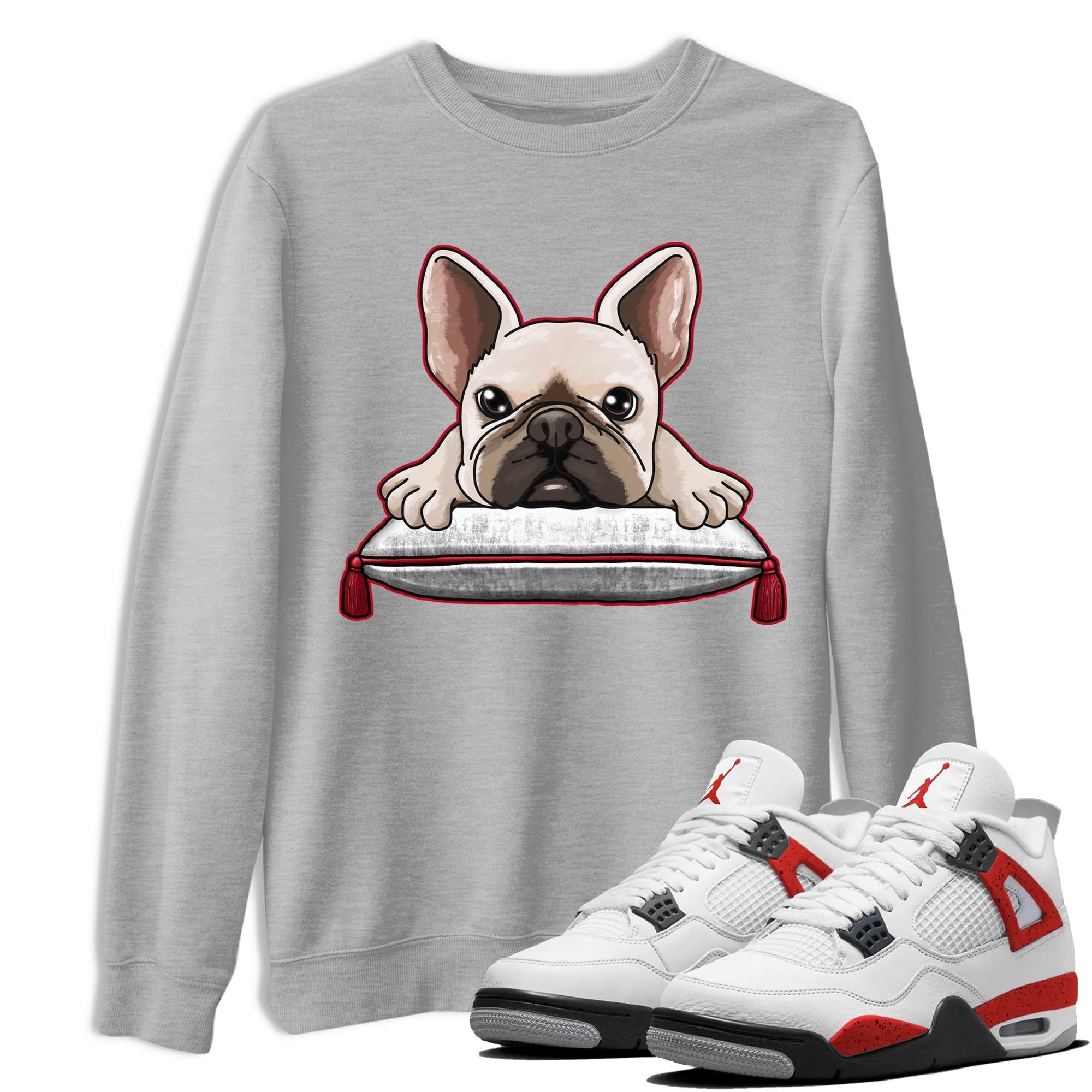 French bulldog snkmatch Tee - Air Jordan 4 Red Cement