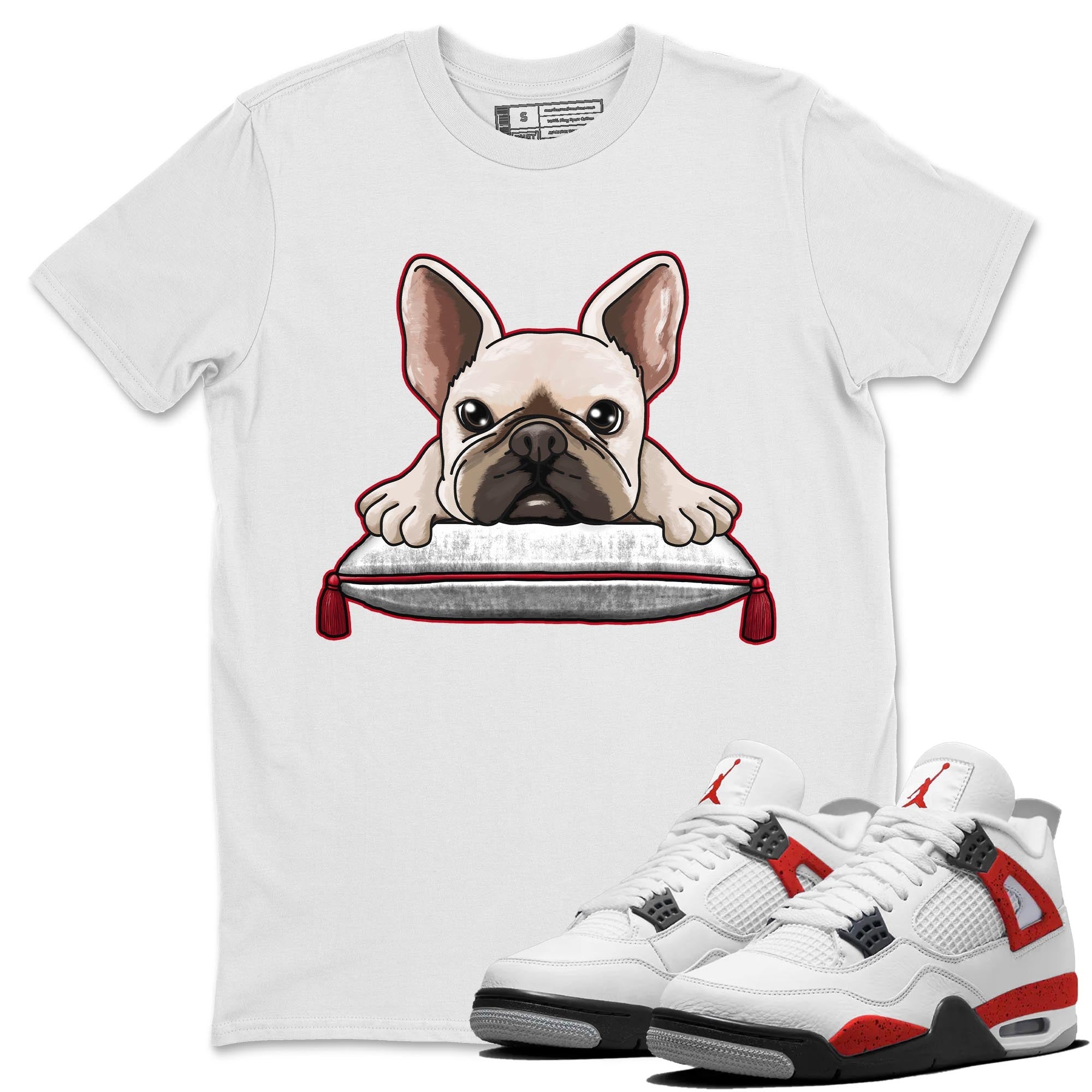 French bulldog snkmatch Tee - Air Jordan 4 Red Cement