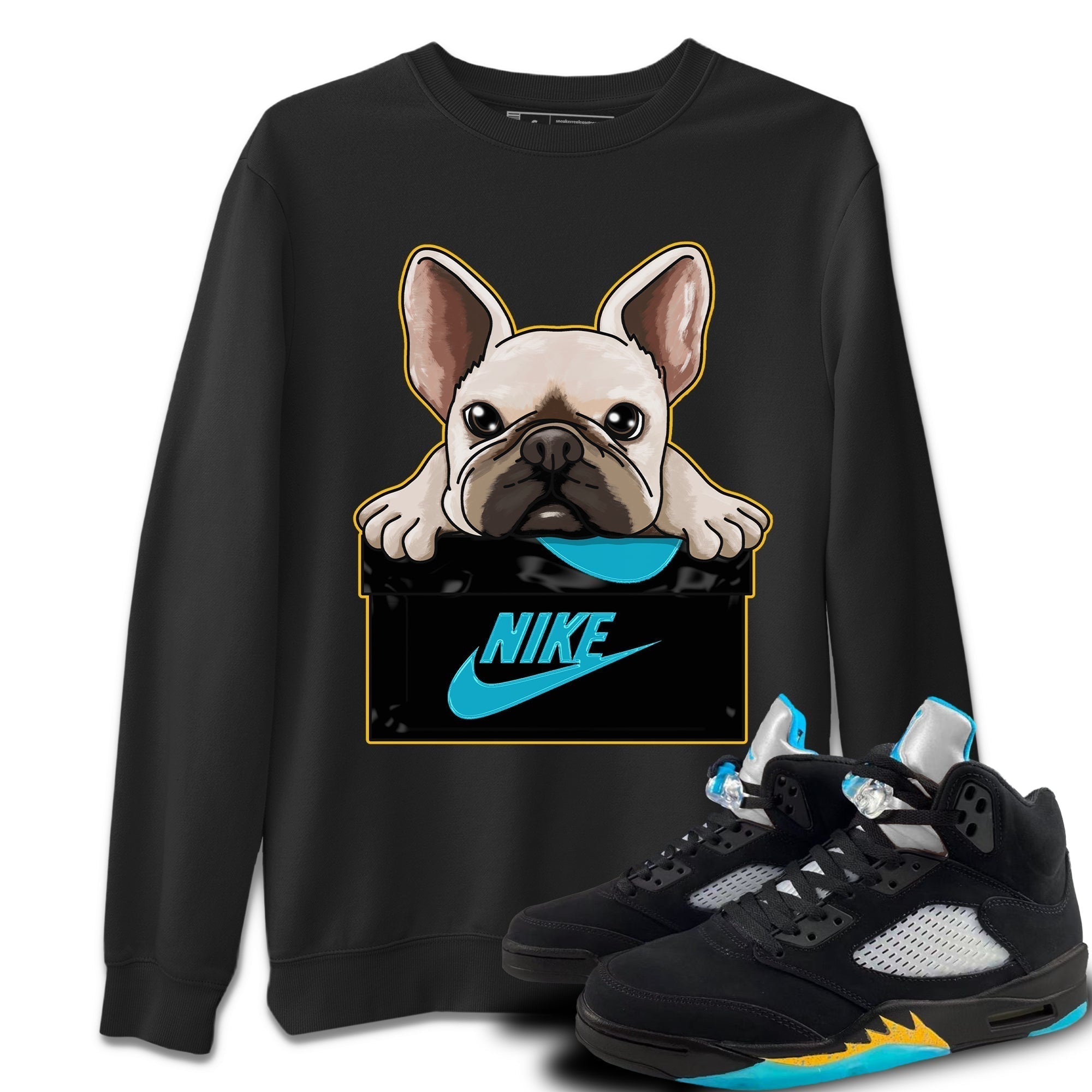 French Bulldog Unisex Tops - Air Jordan 5 Aqua